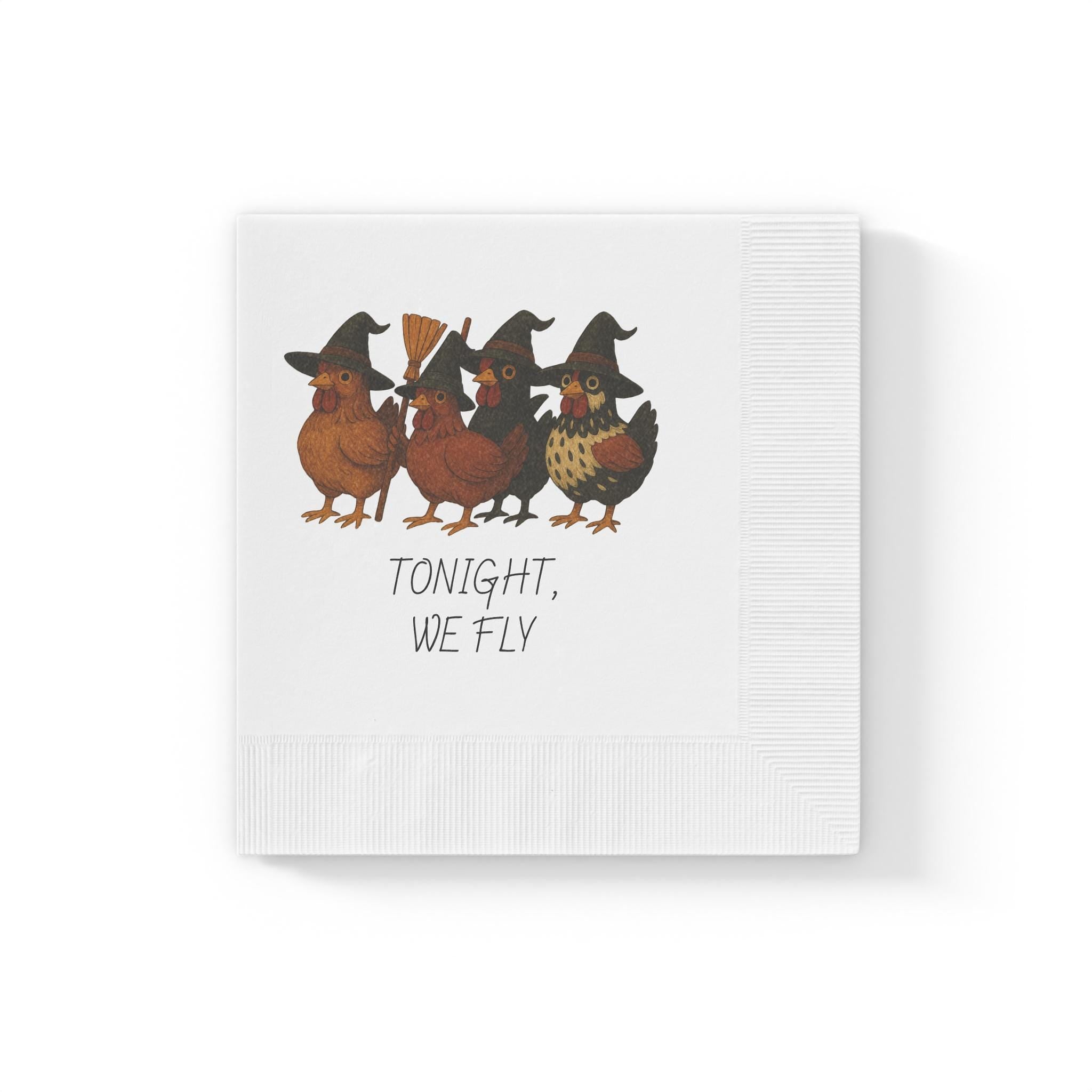 Halloween Chicken Napkins Tonight We Fly, Witch Party Supplies, Funny Farmhouse Decor, Halloween Tableware, Fall Party Decorations -Razels