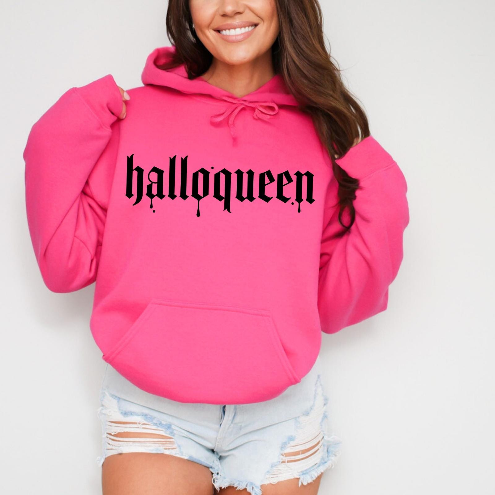 Halloqueen Halloween Hoodie, Orange Gothic Sweatshirt, Cozy Unisex Hoodie for Fall -Razels