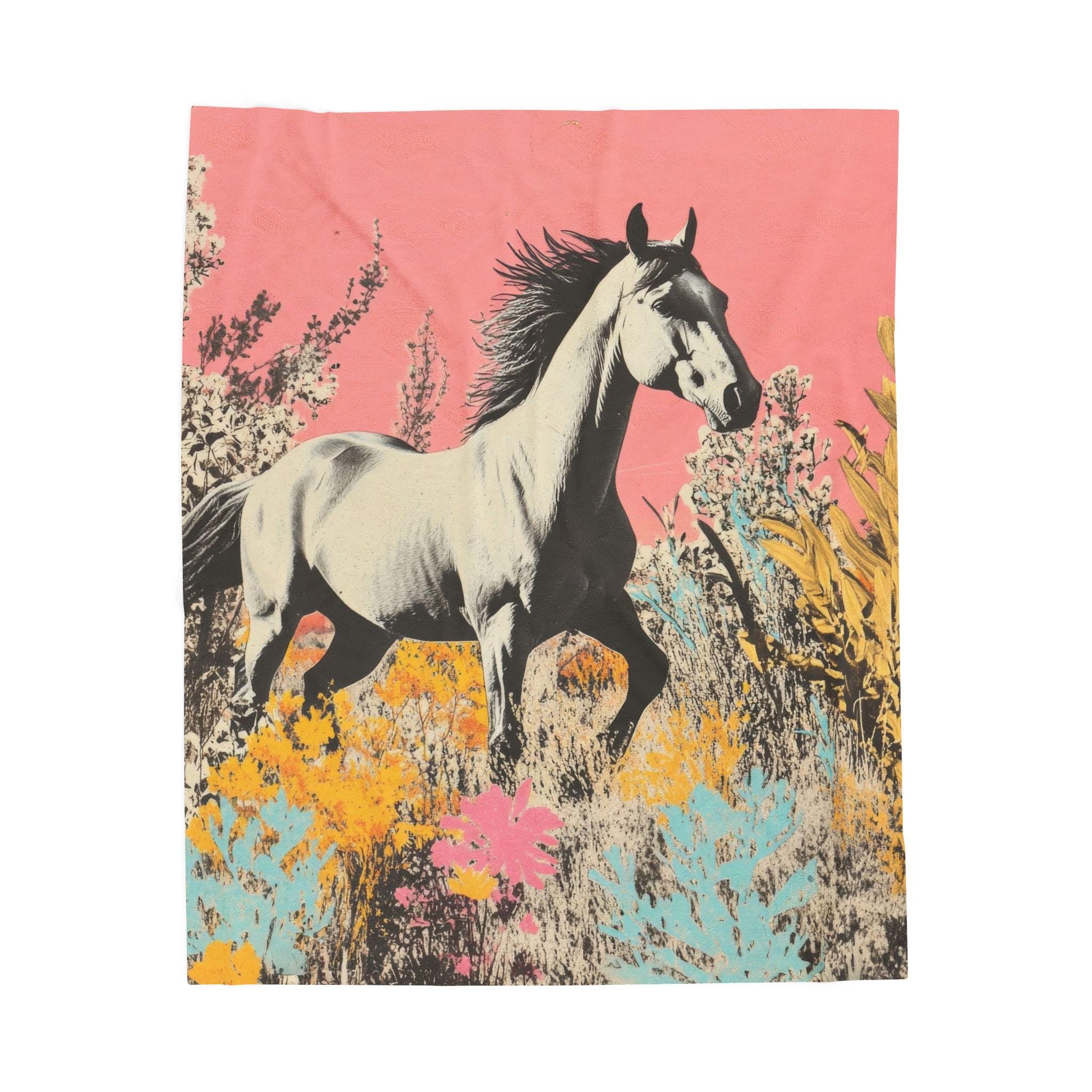 Colorful Horse Velveteen Plush Blanket: Cozy Home Decor Throw -Razels