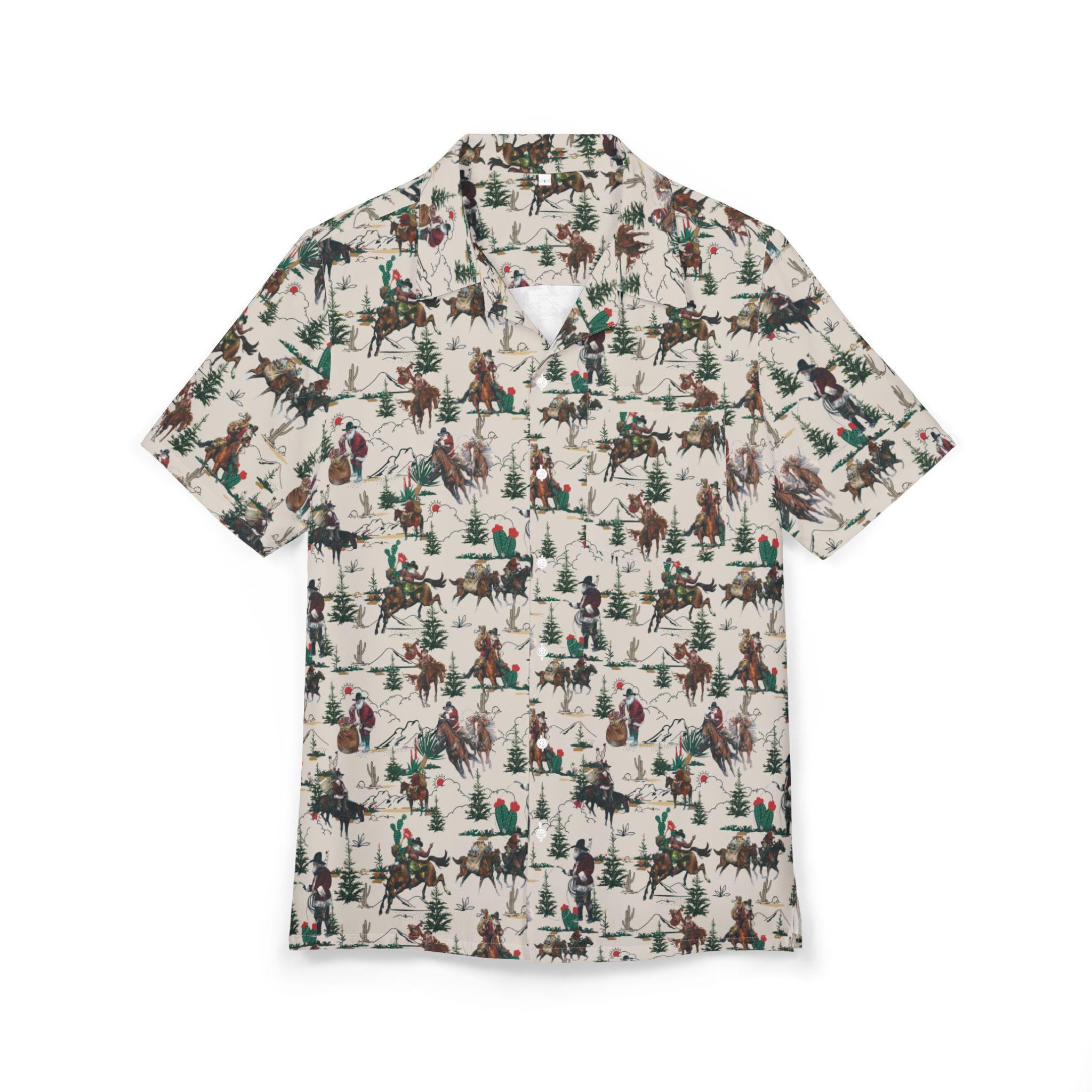 Cowboy Santa Hawaiian Shirt: Unisex Western Christmas Button Down -Razels
