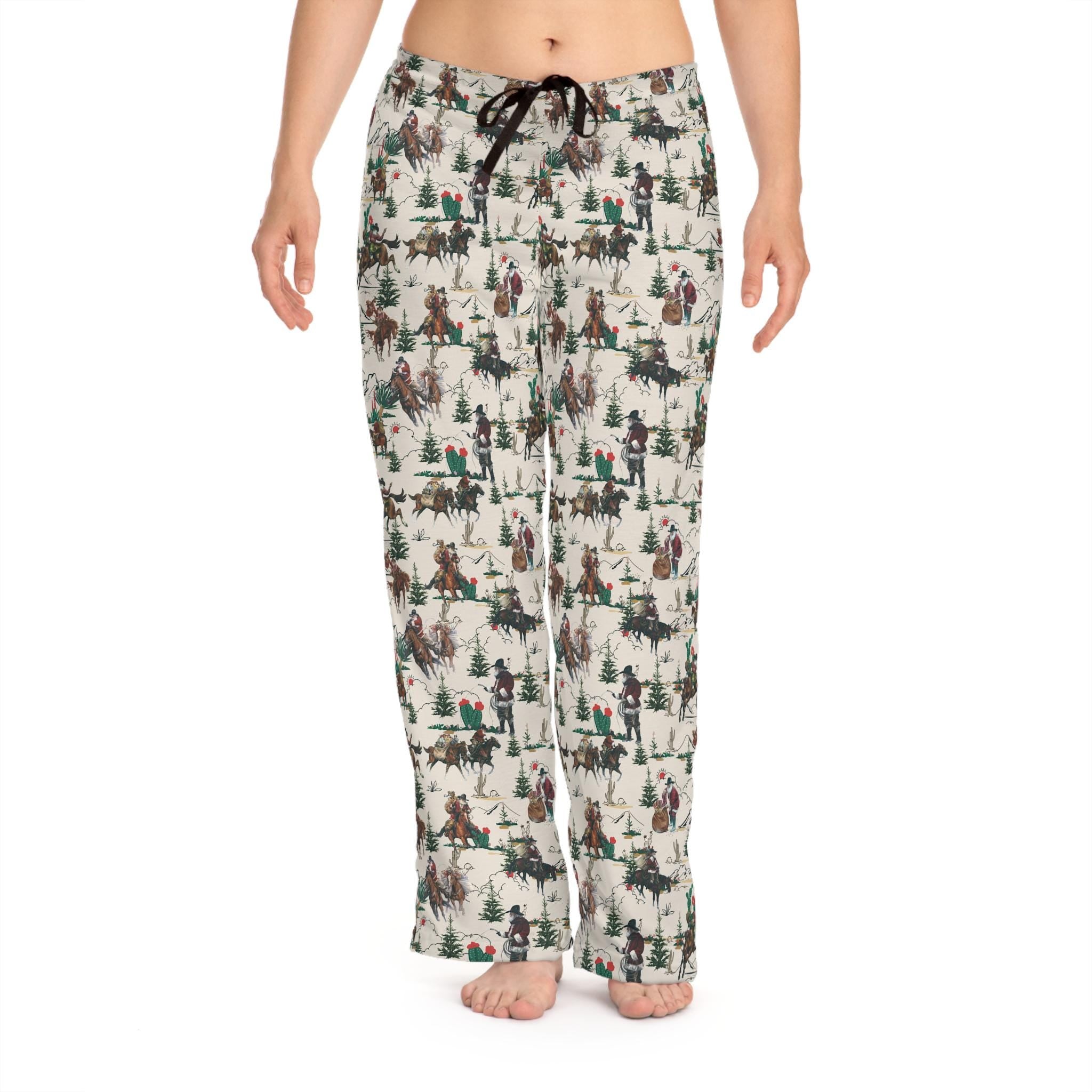 Cowboy Santa Pajama Pants: Western Christmas Lounge Pants -Razels