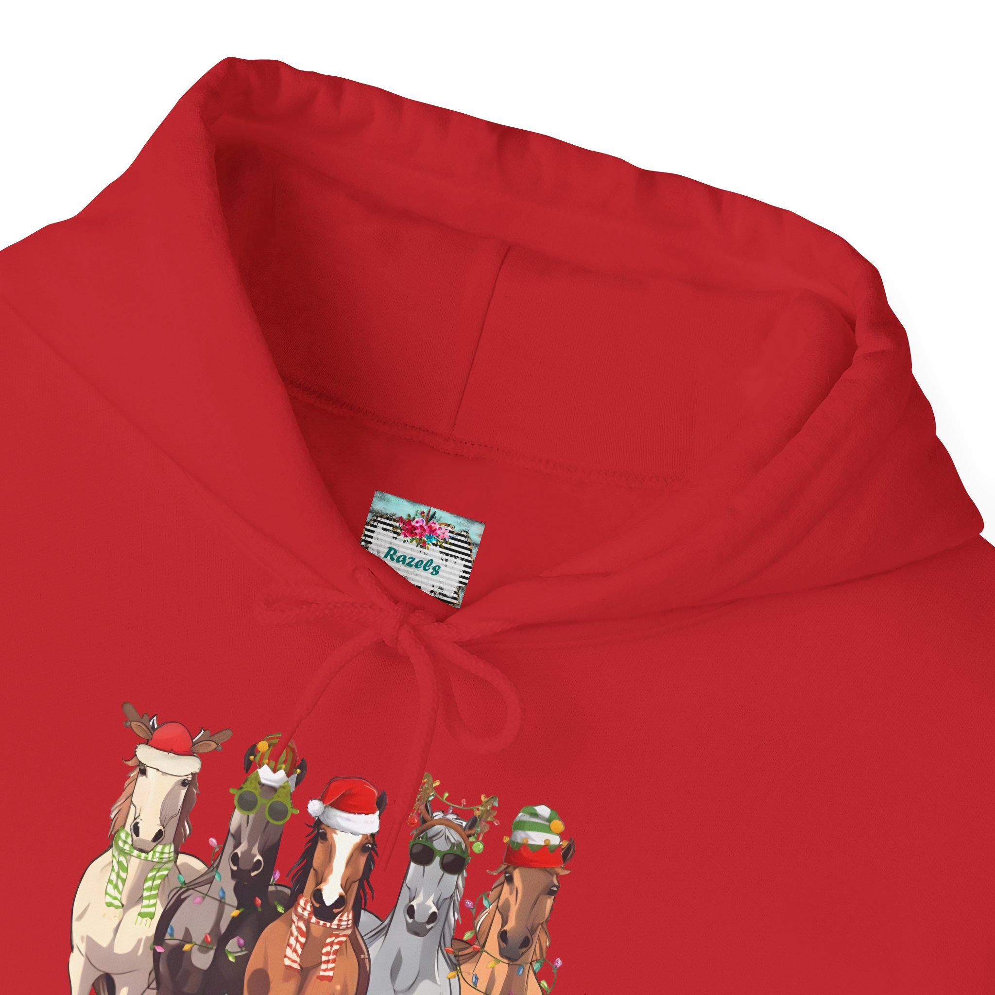 Festive Horse Christmas Hoodie, Western Holiday Sweatshirt -Razels