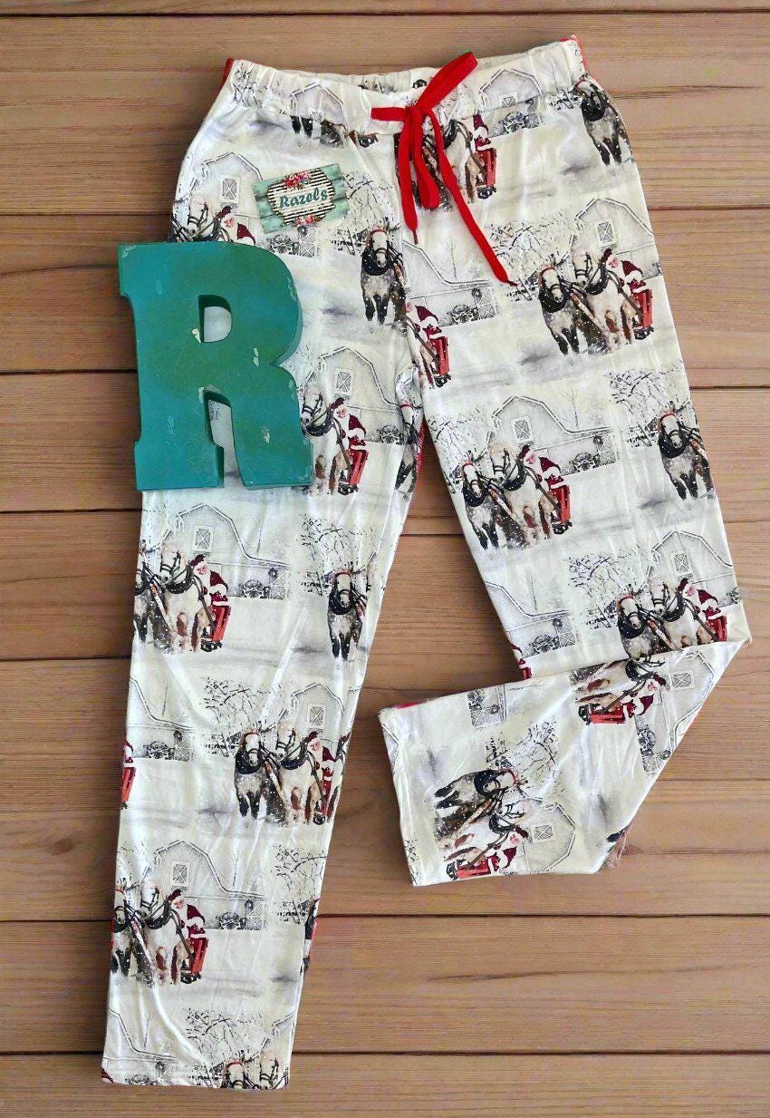 White Christmas Pajamas, Christmas Sleigh Ride, Matching Christmas Pajamas, Family Western Christmas Pajamas