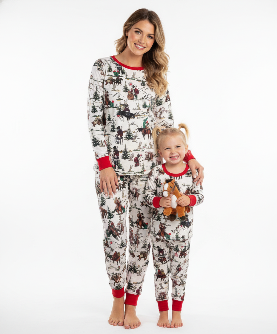 Cowboy Santa Christmas Pajamas – Family Matching Western PJs | Razels Exclusive 🎄