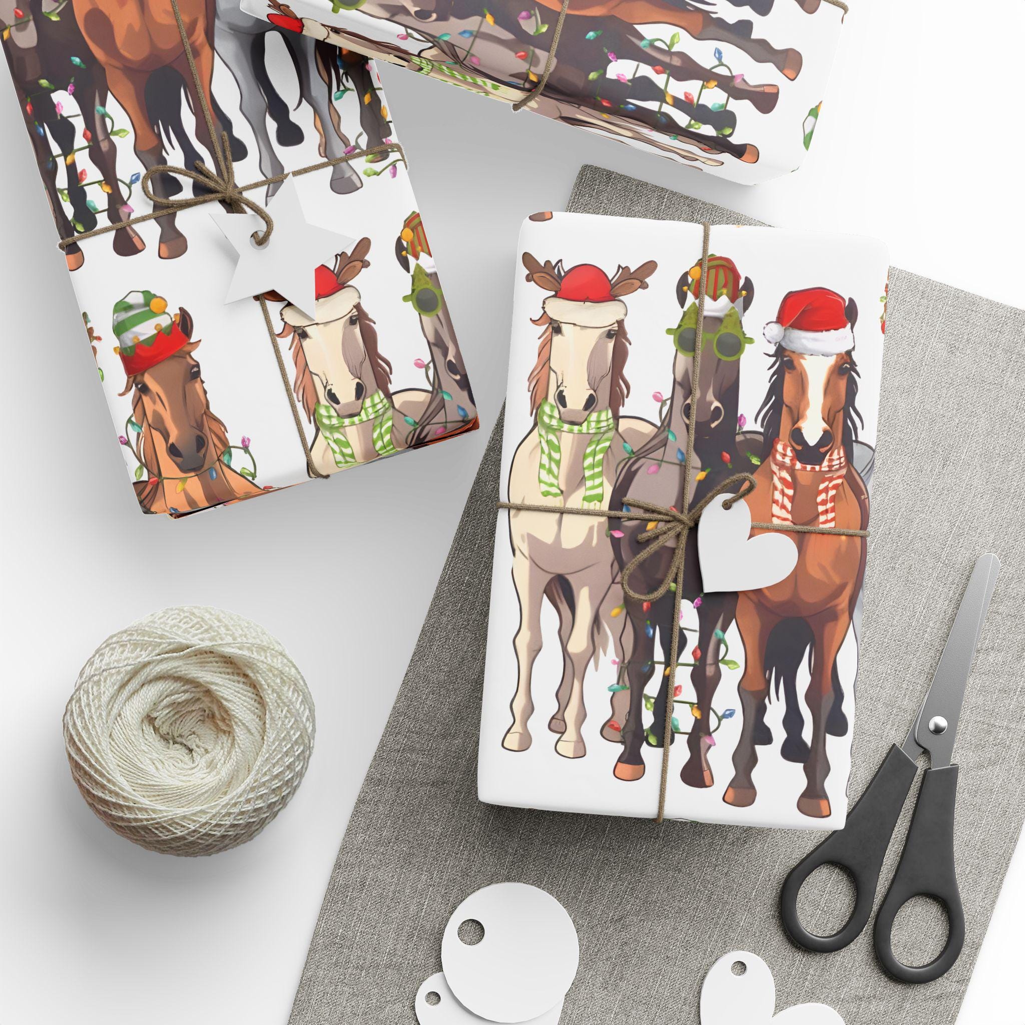 Western Christmas Wrapping Paper, Horse Gift Wrap, Custom Holiday Horse Paper, Cowboy Country Christmas Wrapping, Farm & Ranch Gift Wrap