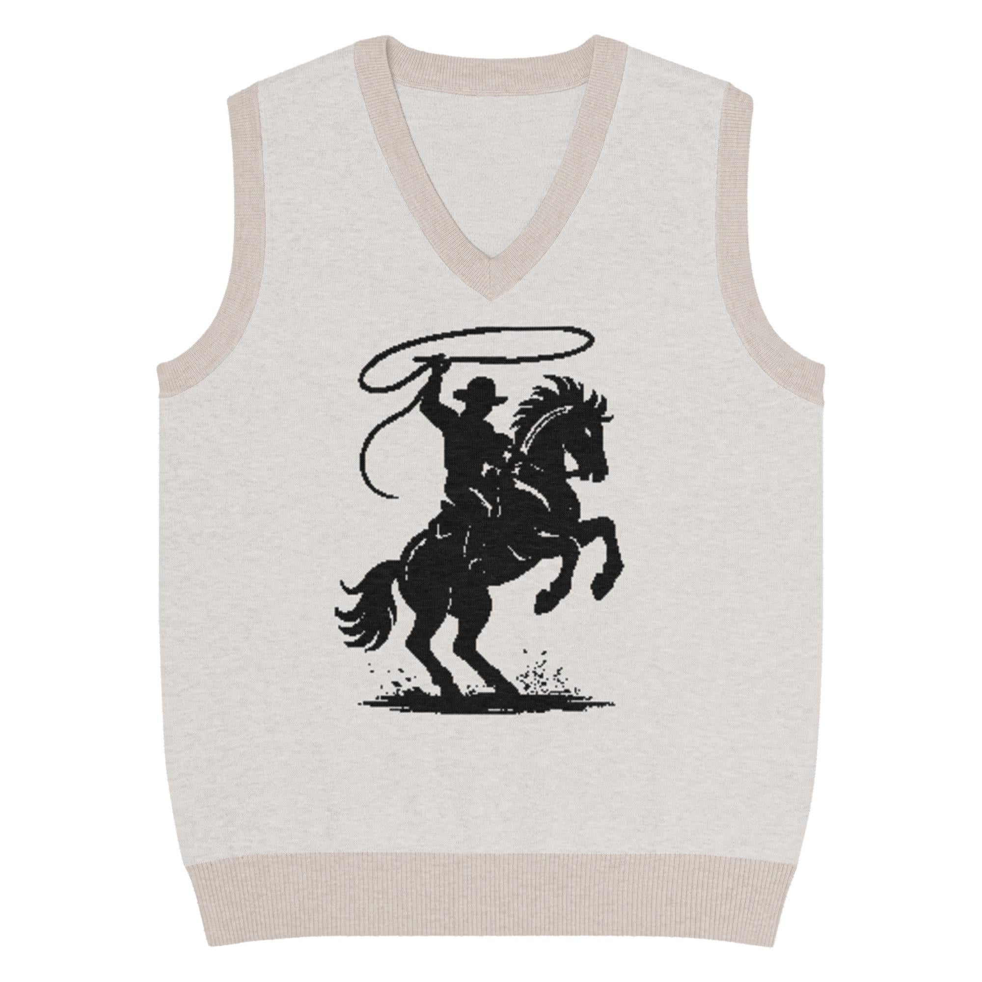 Cowboy Sweater Vest – Olive Green Western Knit | Rope Rider V-Neck Vest | Razels Exclusive