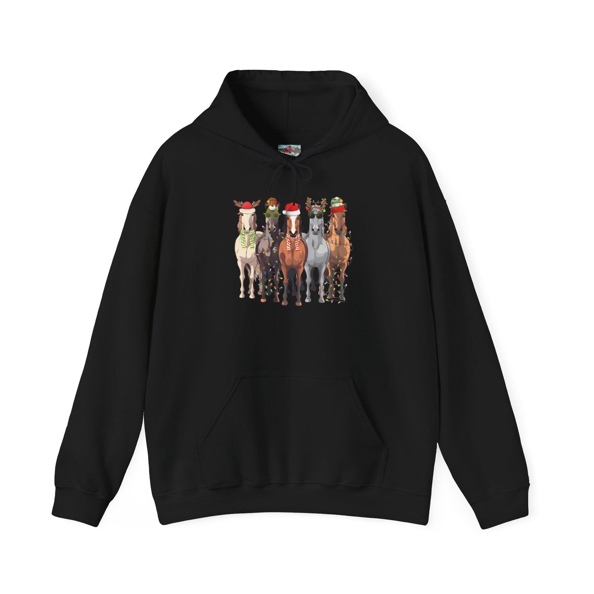 Festive Horse Christmas Hoodie, Western Holiday Sweatshirt -Razels