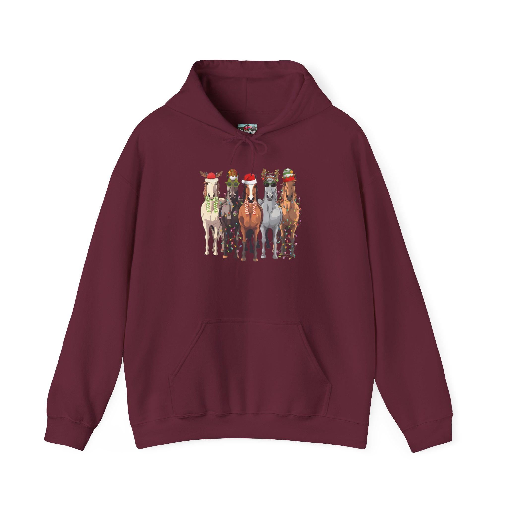Festive Horse Christmas Hoodie, Western Holiday Sweatshirt -Razels
