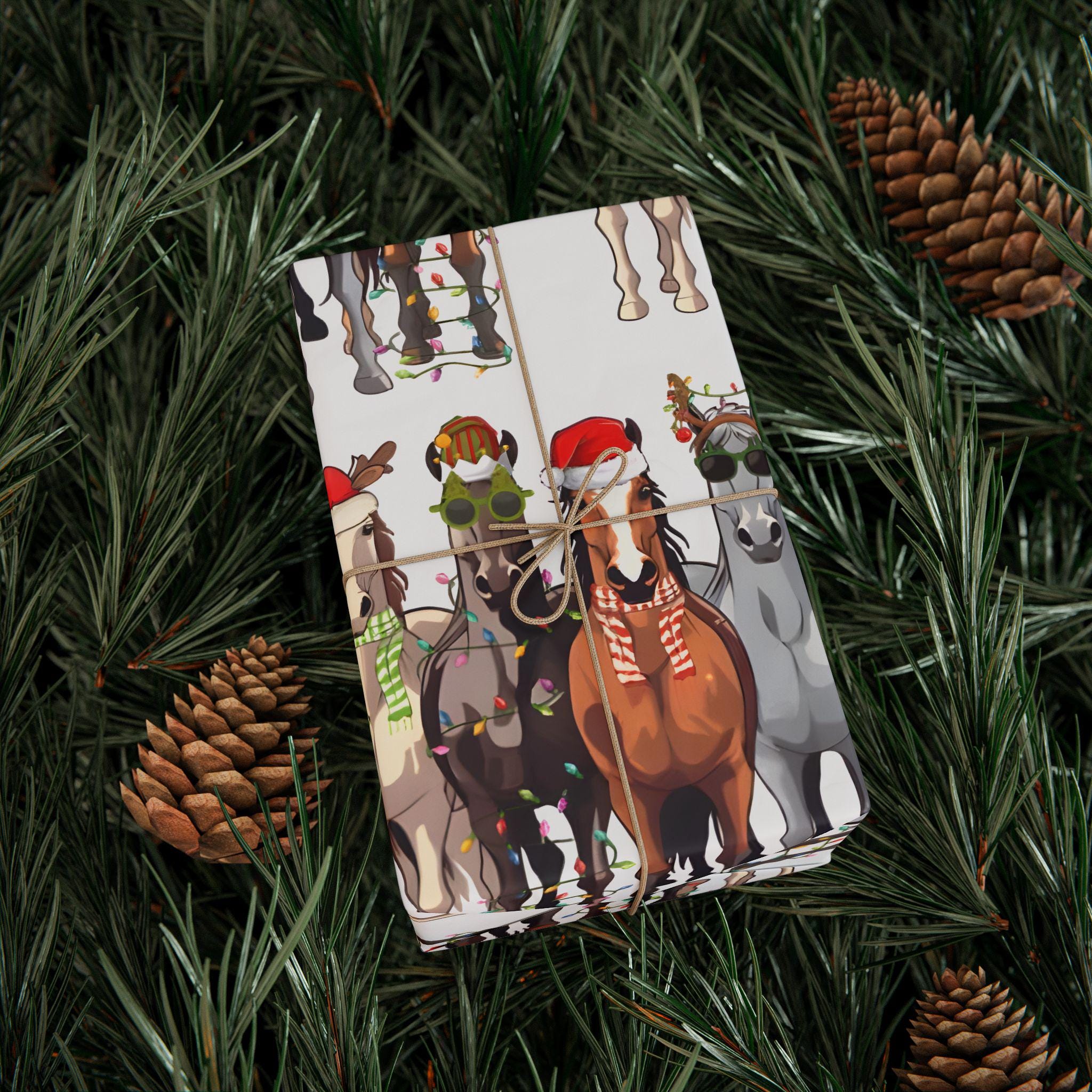 Western Christmas Wrapping Paper, Horse Gift Wrap, Custom Holiday Horse Paper, Cowboy Country Christmas Wrapping, Farm & Ranch Gift Wrap