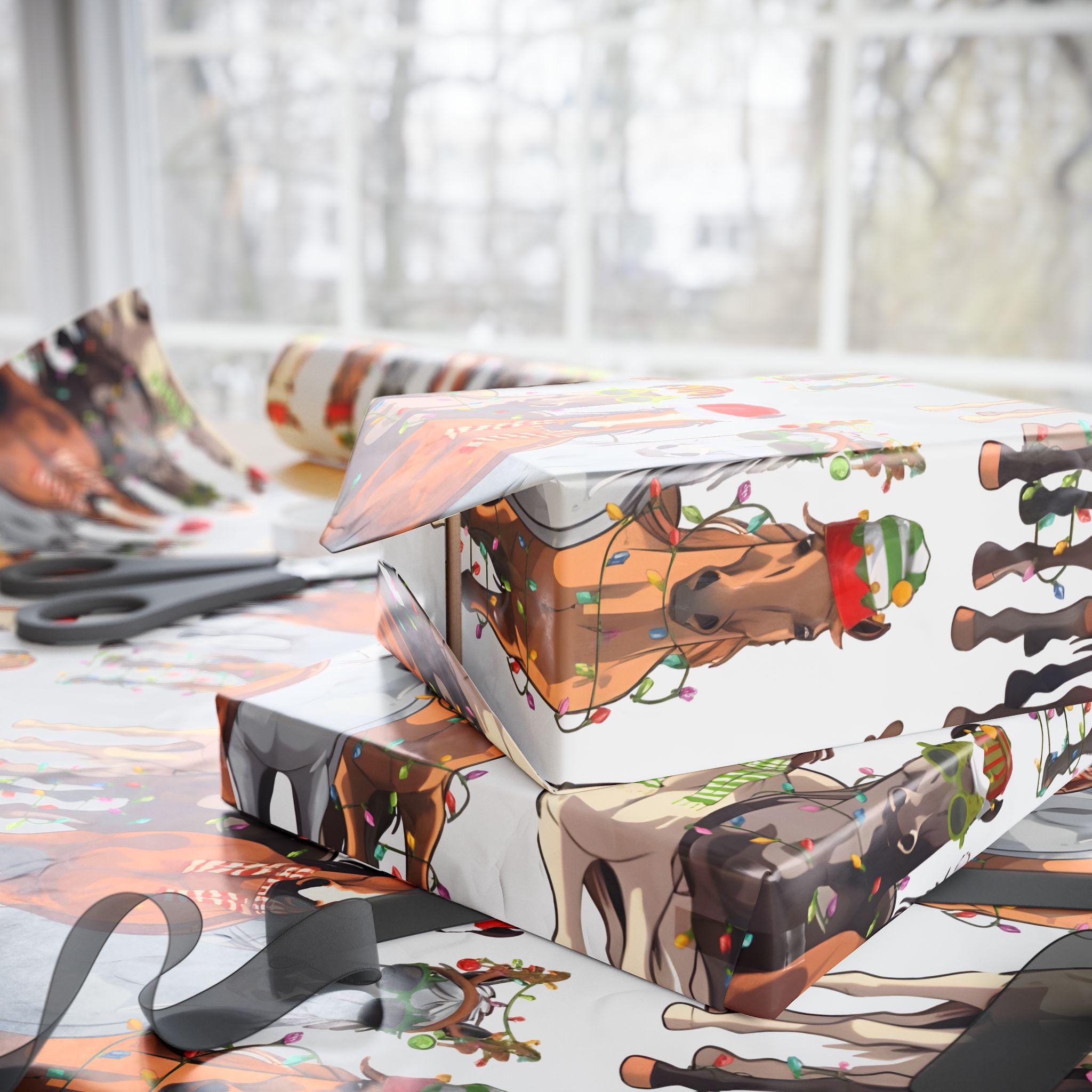 Western Christmas Wrapping Paper, Horse Gift Wrap, Custom Holiday Horse Paper, Cowboy Country Christmas Wrapping, Farm & Ranch Gift Wrap