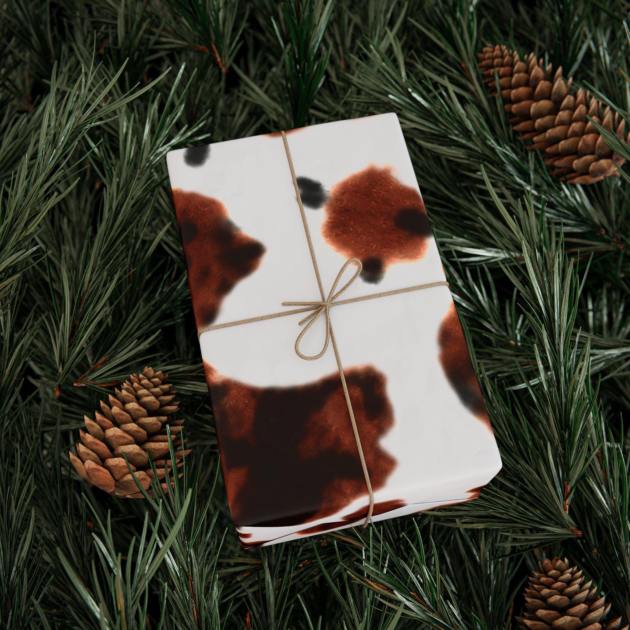 Cowprint Wrapping Paper, Western Gift Wrap, Cowboy Christmas Paper, Rustic Farm Gift Wrap, Country Birthday Wrapping Paper
