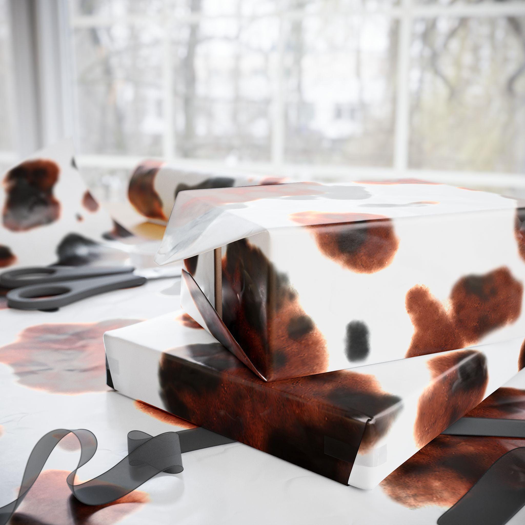 Cowprint Wrapping Paper, Western Gift Wrap, Cowboy Christmas Paper, Rustic Farm Gift Wrap, Country Birthday Wrapping Paper