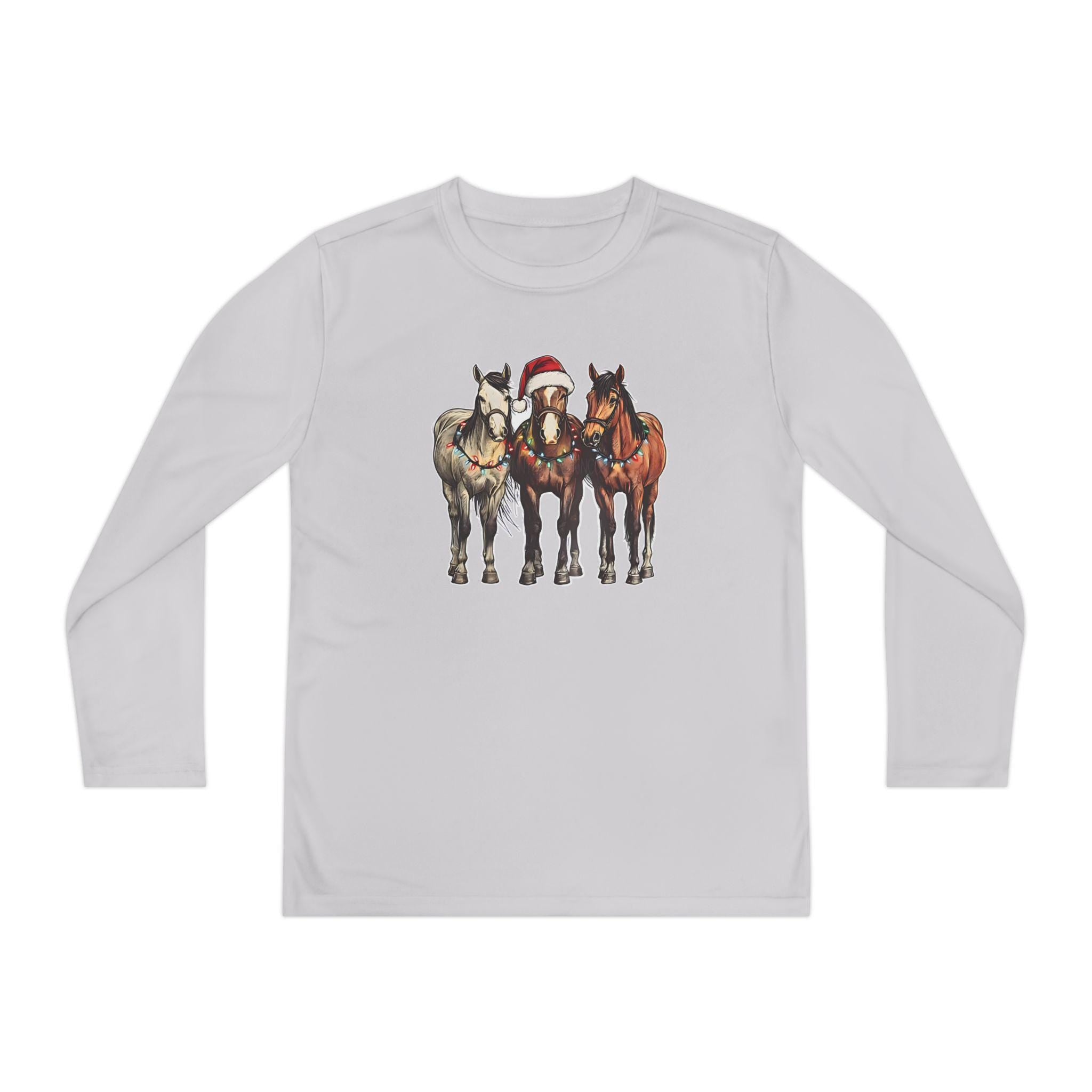 Christmas Horse Long Sleeve Tees,  Kids Western Holiday Shirt |  Matching Family Outfit