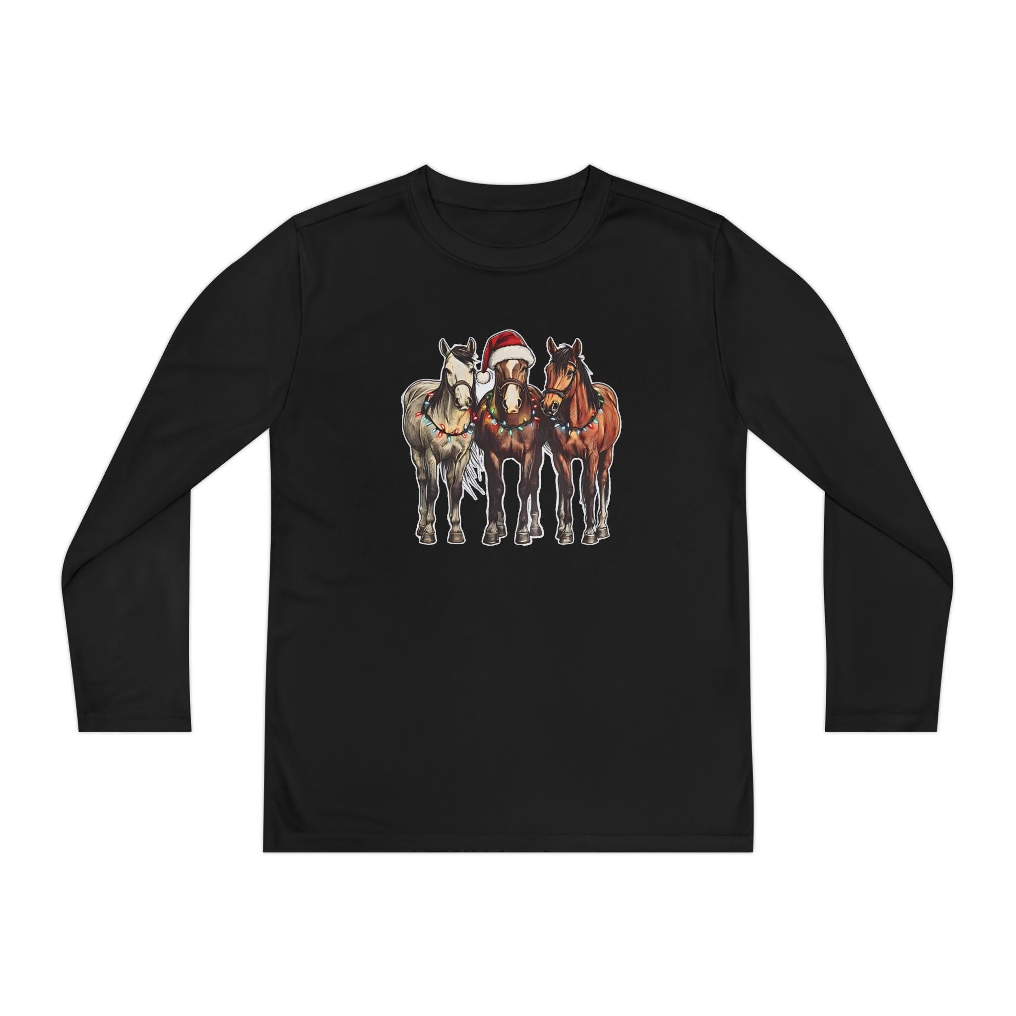 Christmas Horse Long Sleeve Tees,  Kids Western Holiday Shirt |  Matching Family Outfit