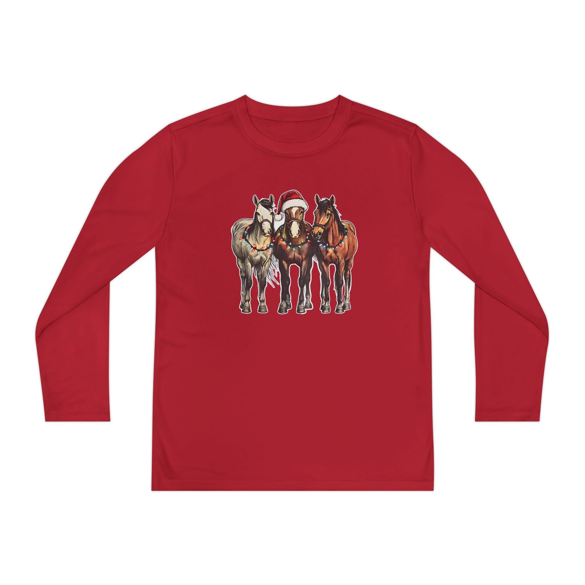 Christmas Horse Long Sleeve Tees,  Kids Western Holiday Shirt |  Matching Family Outfit