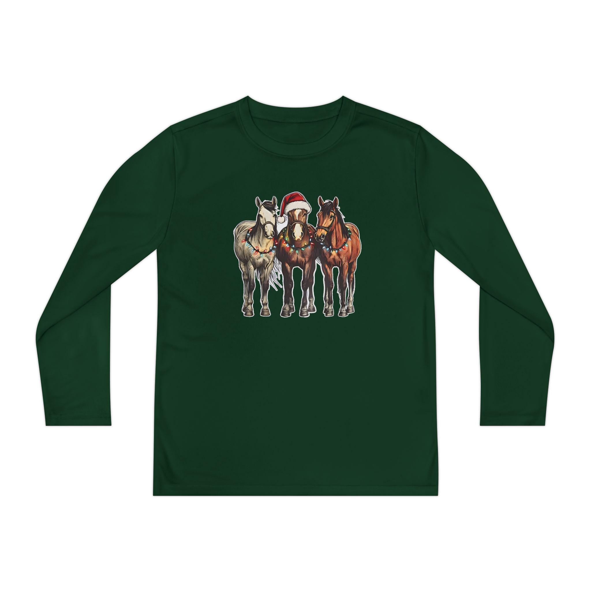 Christmas Horse Long Sleeve Tees,  Kids Western Holiday Shirt |  Matching Family Outfit