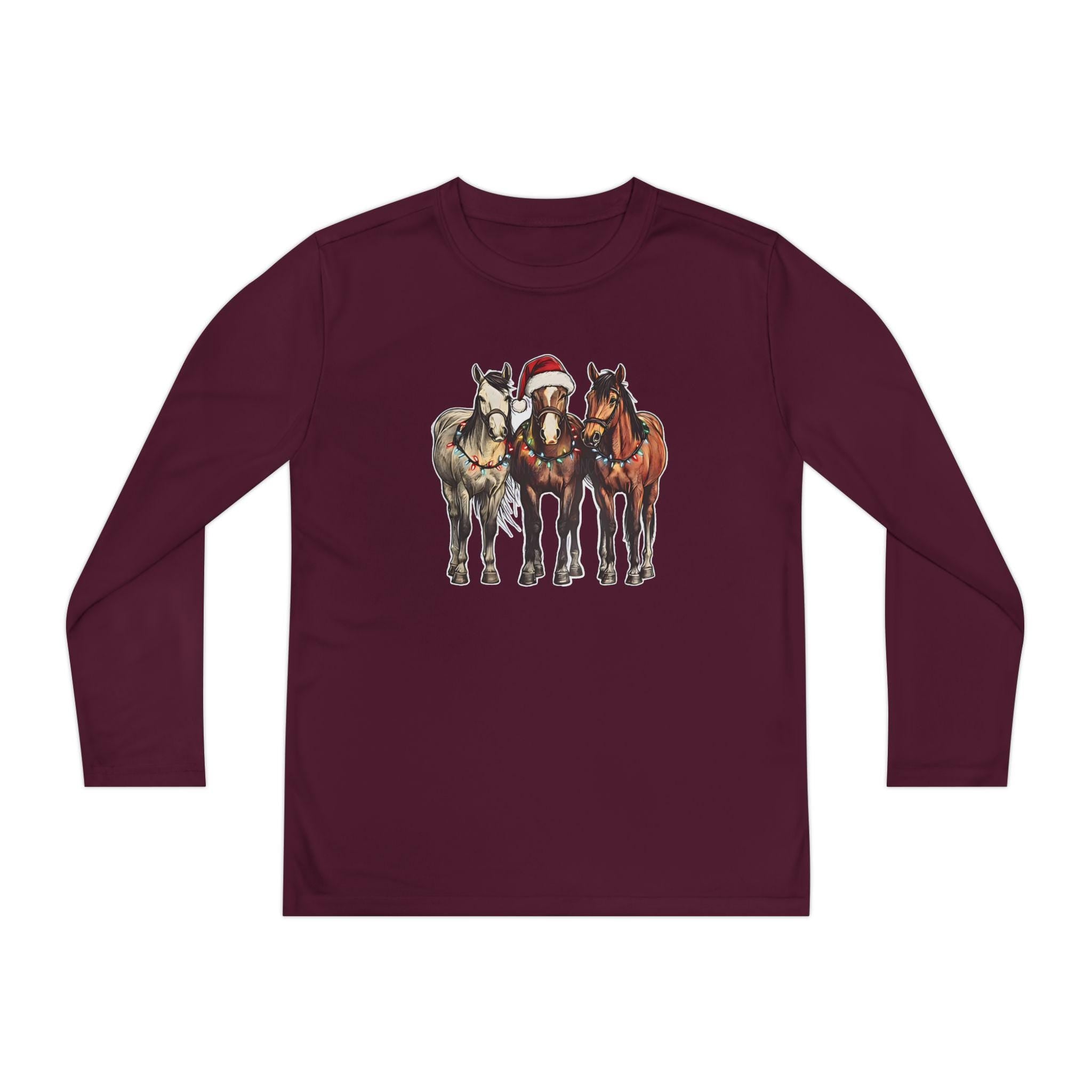 Christmas Horse Long Sleeve Tees,  Kids Western Holiday Shirt |  Matching Family Outfit