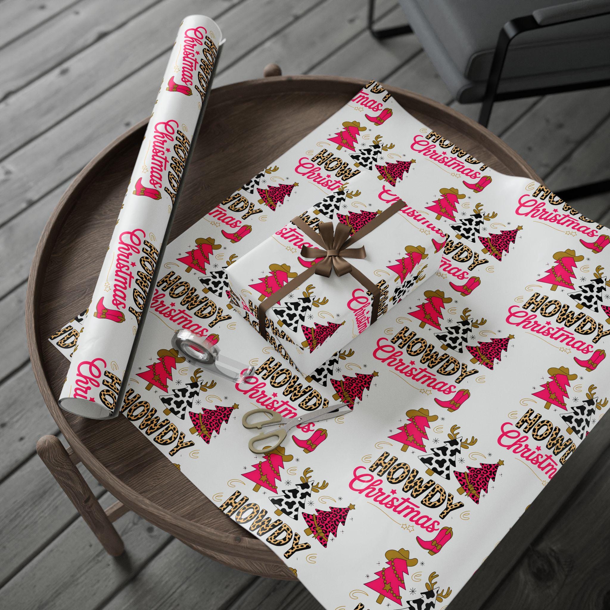 Howdy Christmas Wrapping Paper, Western Holiday Gift Wrap