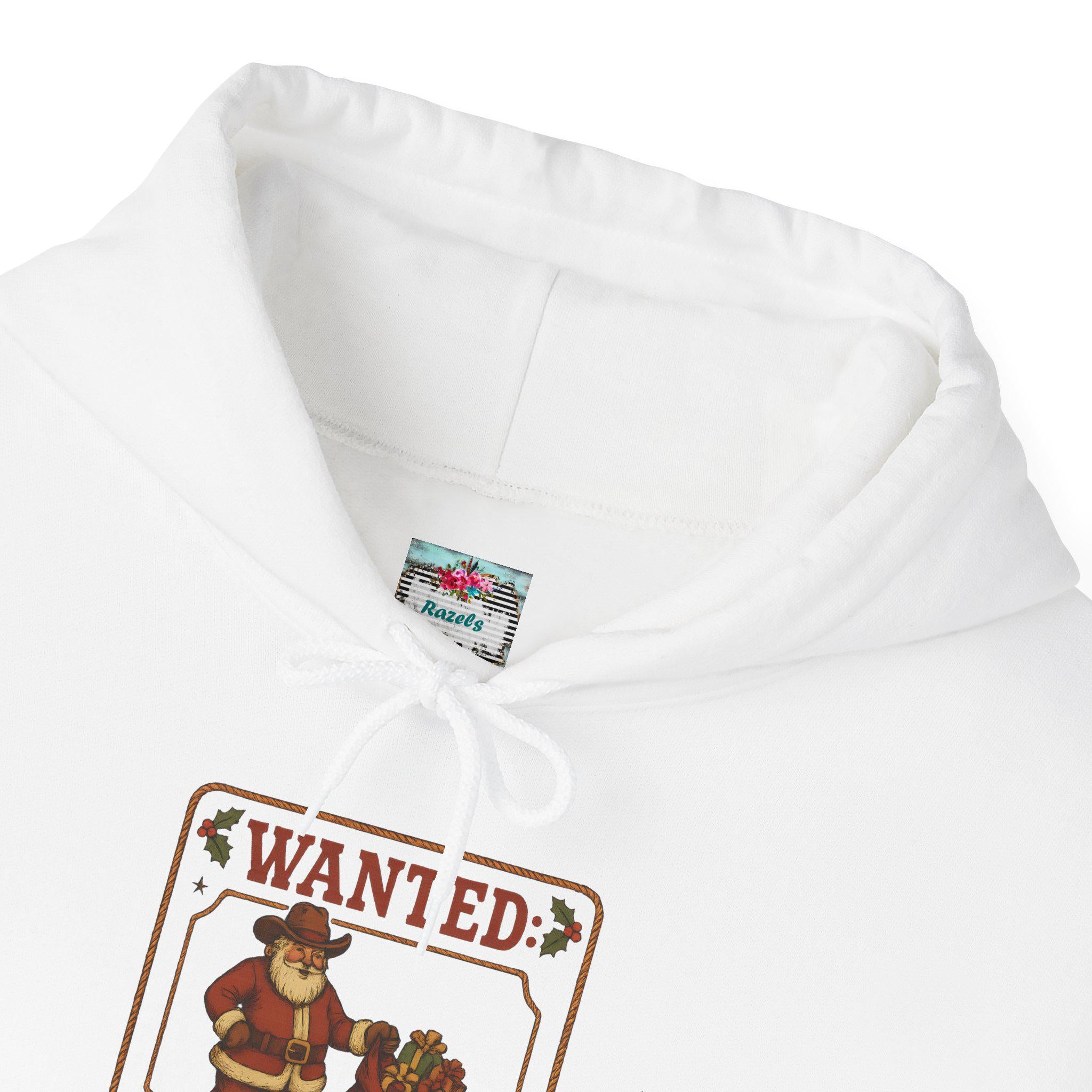 Cowboy Santa Wanted Poster Hoodie, Western Christmas Sweatshirt, Jolly Man Bearing Gifts