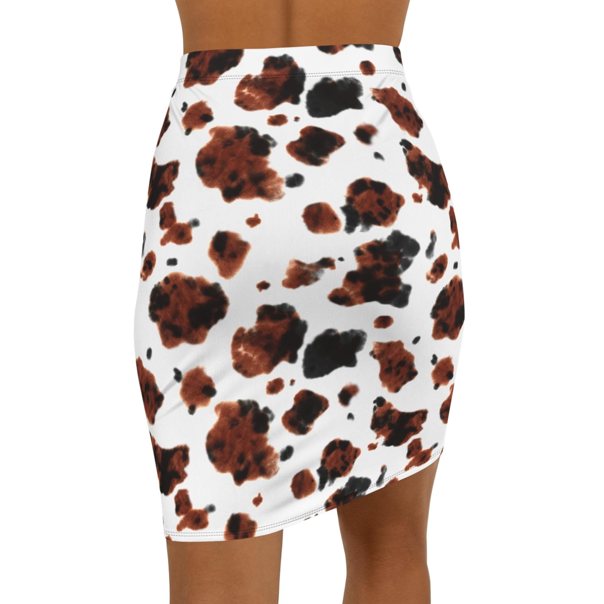 Cowprint Pencil Skirt, Western Chic Bodycon Skirt for Women