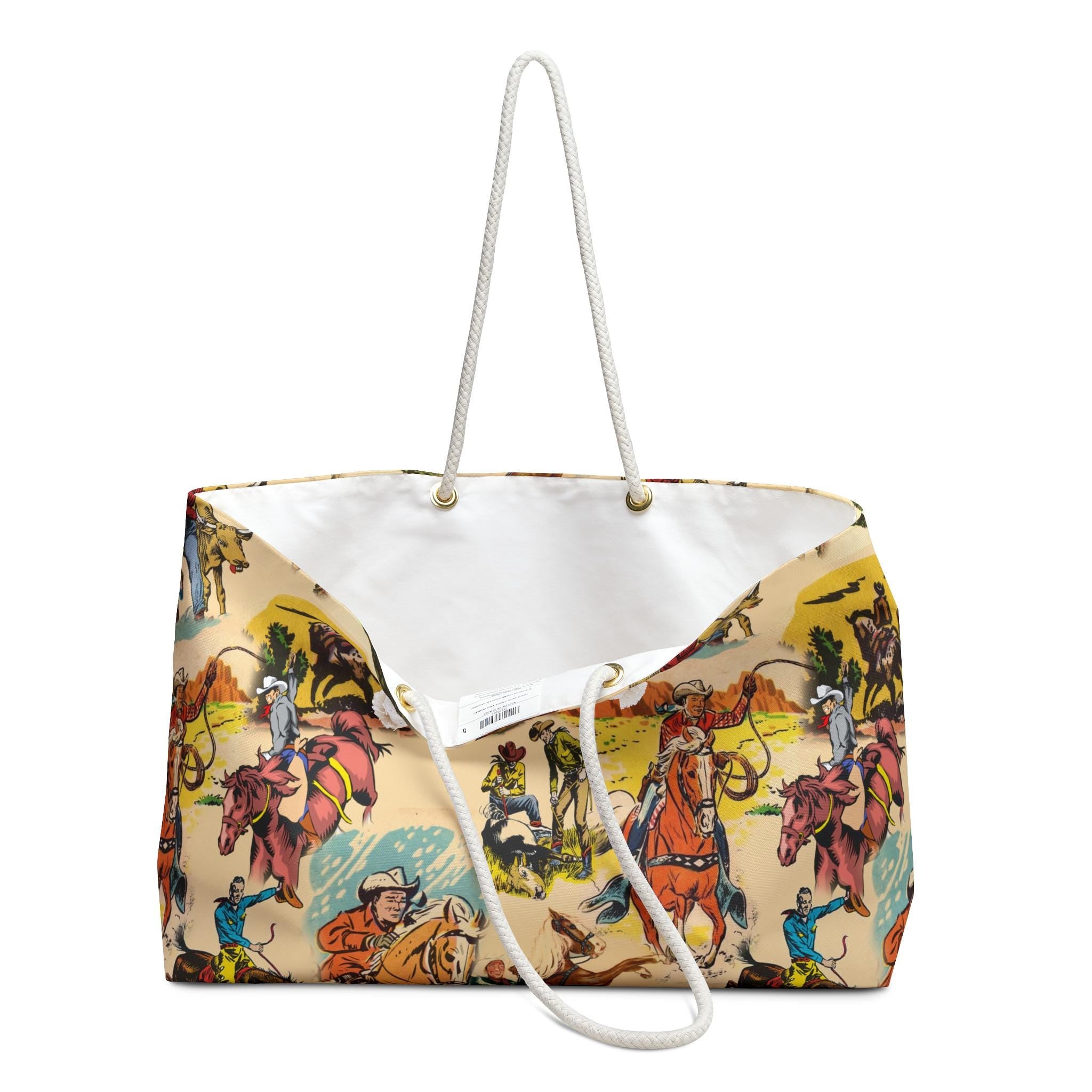 Vintage Cowboy Weekender Bag, Western Travel Tote