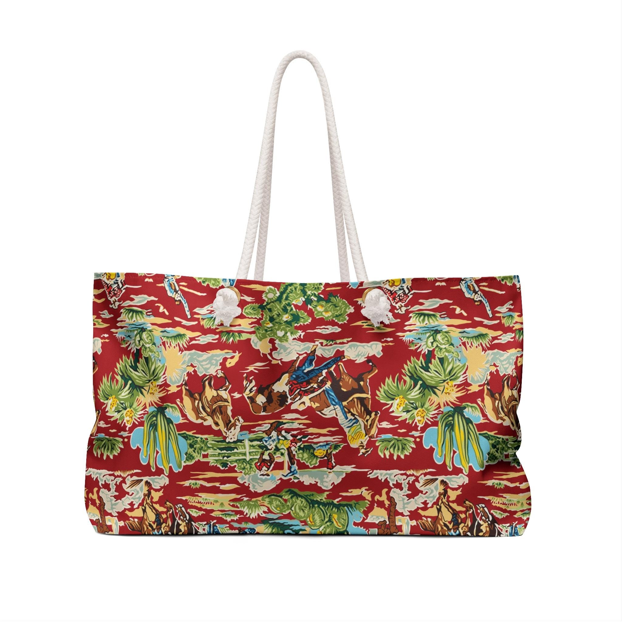 Vintage Cowboy Weekender Bag, Western Travel Tote