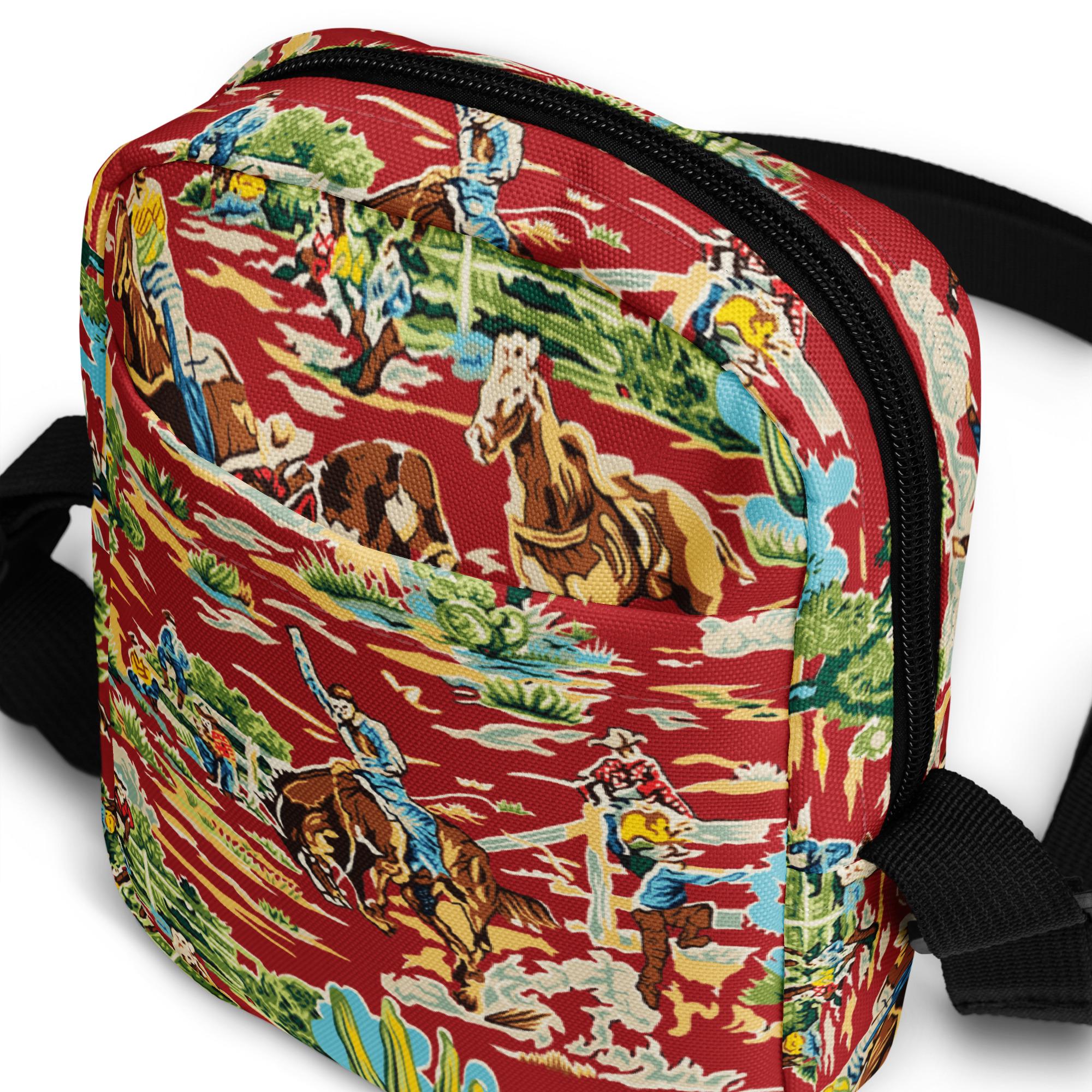 Red Vintage Cowboy Crossbody Bag, Western