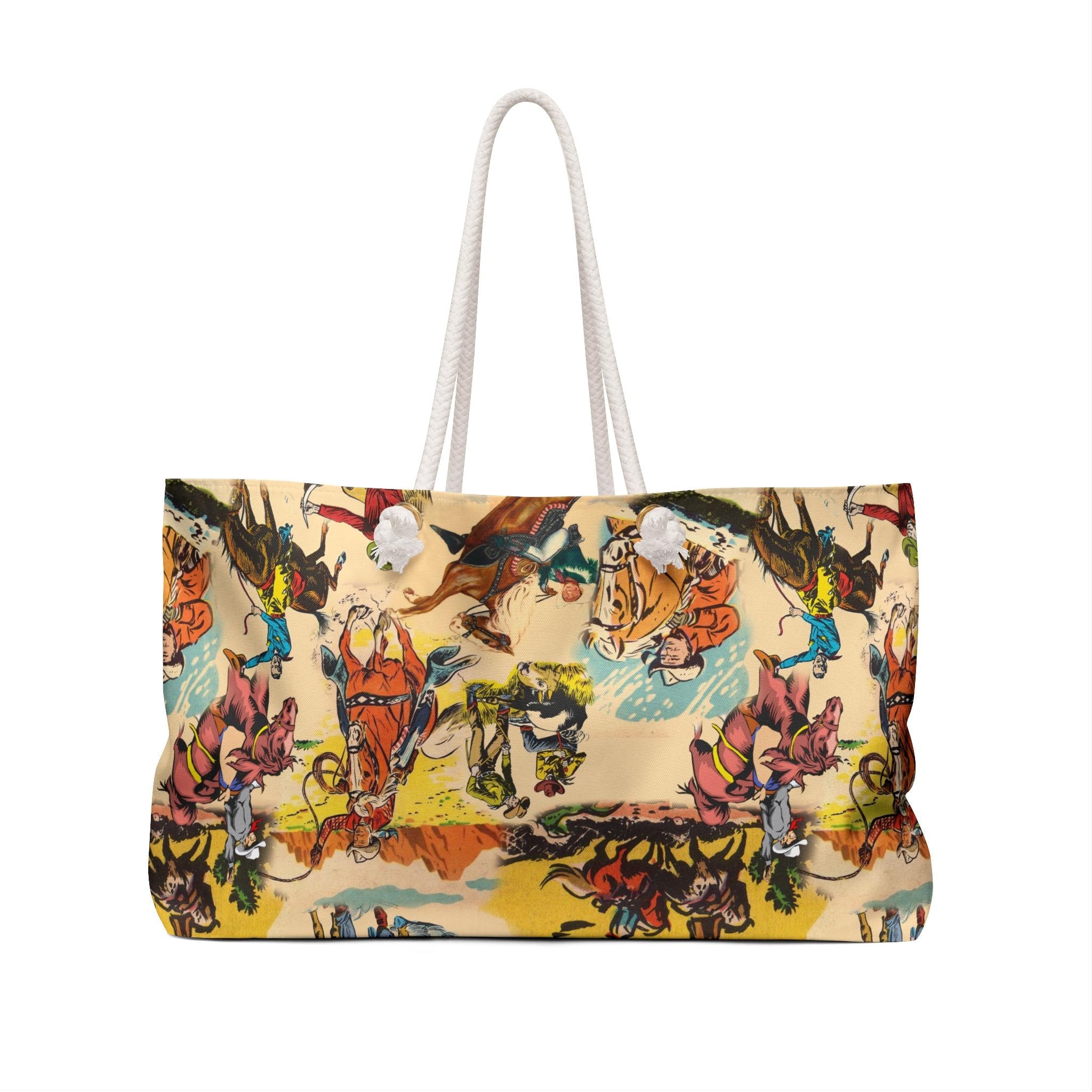 Vintage Cowboy Weekender Bag, Western Travel Tote