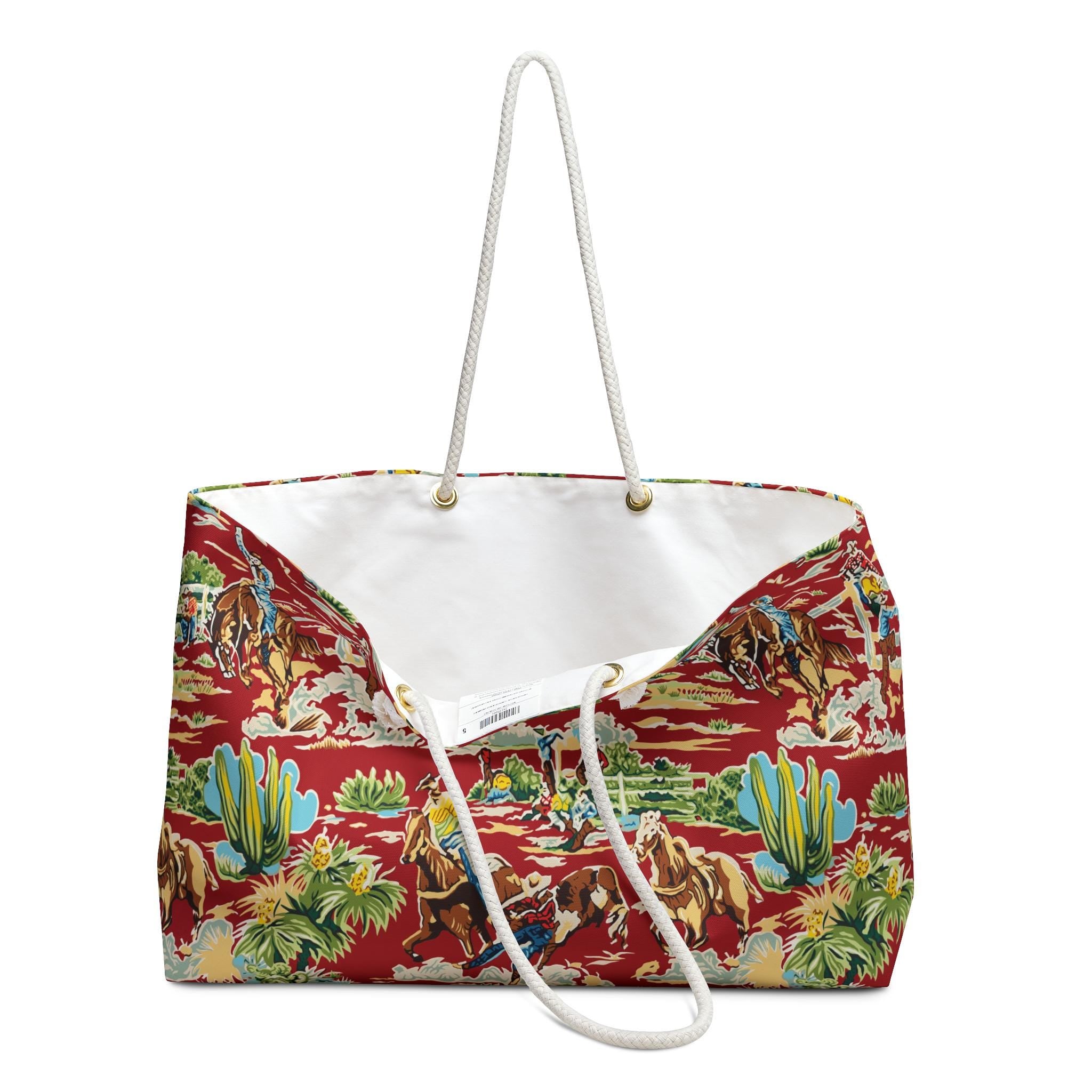 Vintage Cowboy Weekender Bag, Western Travel Tote