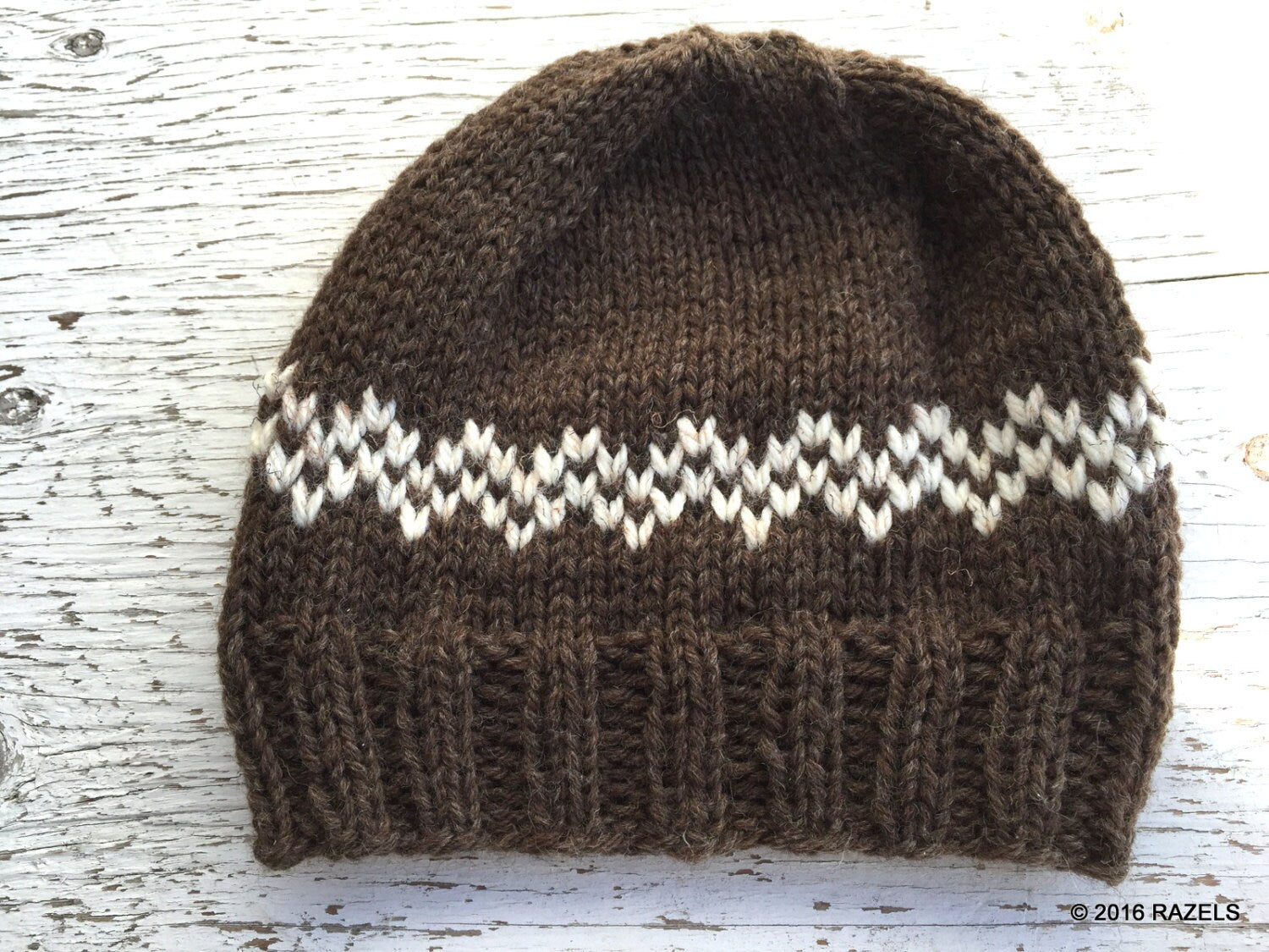 Pure WOOL WINTER Hat Beanie Handknit Warm Water Repellant all Natural Wool Hat -Razels
