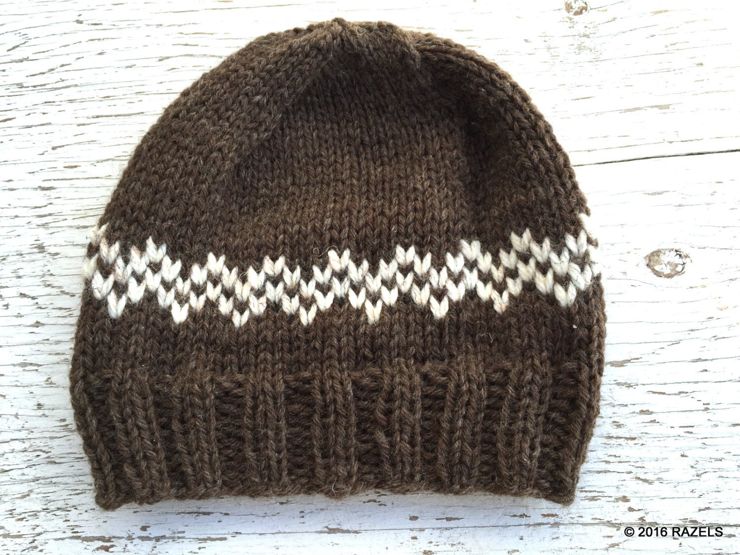 Pure WOOL WINTER Hat Beanie Handknit Warm Water Repellant all Natural Wool Hat -Razels