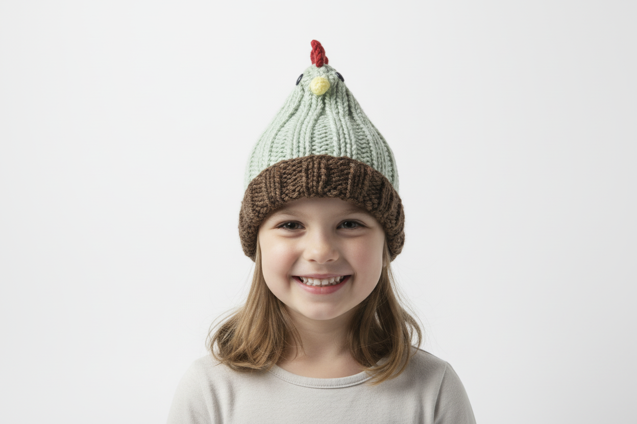 Hand Knit Chicken Hat – Adult & Kids Sizes | Cozy Farmhouse Novelty Beanie