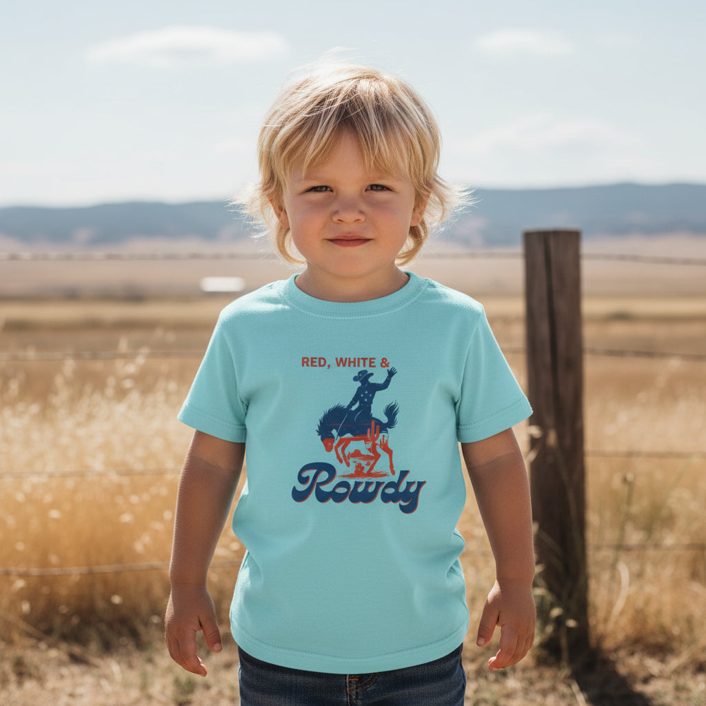 Kids Red, White & Rowdy Cowboy Tee -Razels