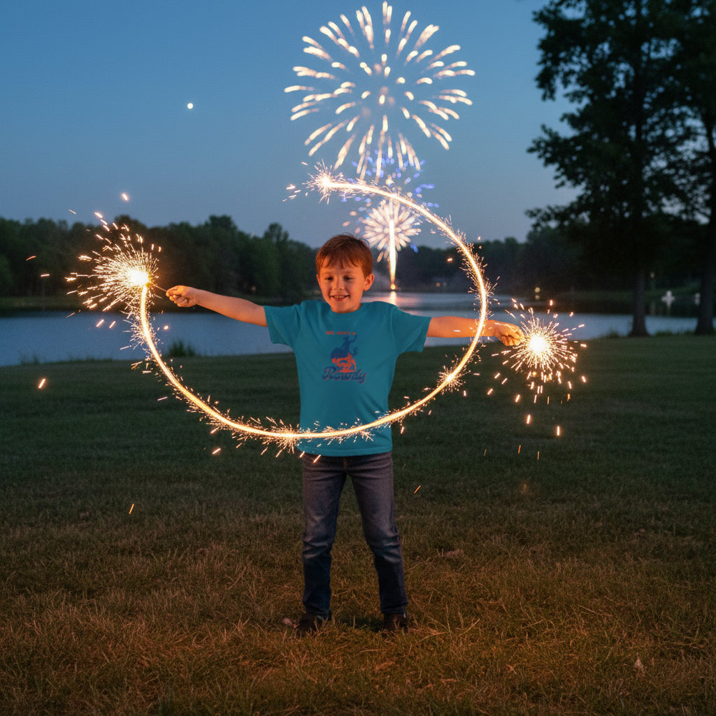 Kids Red, White & Rowdy Tee Let your little firecracker ride into summer with this Red, White & Rowdy tee! Featuring a bold cowboy on a bucking horse and a star-spangled color scheme, this shirt is a must for any wild-at-heart kiddo this 4th of July. ✓ 100% combed ring-spun cotton for a soft, smooth feel ✓ Garment-dyed for that vintage, lived-in texture ✓ Double-needle topstitching = extra durability ✓ Neck and shoulder tape helps keep its shape