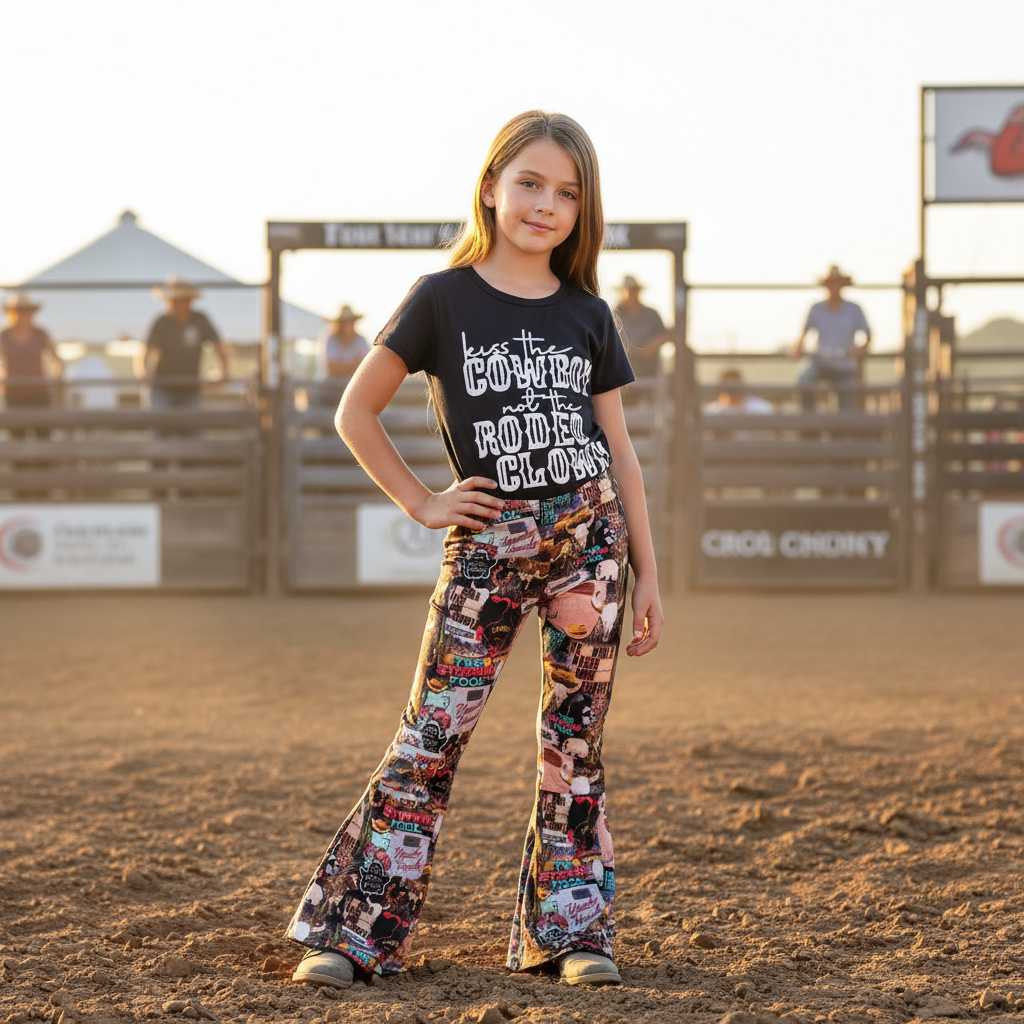 kiss the cowboy not clown bell bottomoutfit