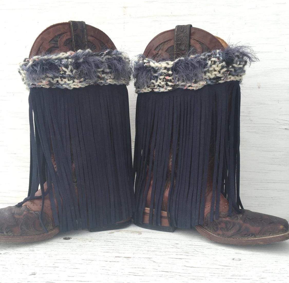LEATHER FRINGE Boots, Western Boot Cover - Razels