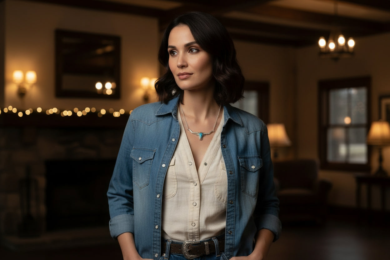 Bold and Beautiful: Split Chain Longhorn Necklace with Turquoise Stone. Embrace a bold, Western style with our stunning Split Chain Longhorn Necklace—designed for those who truly & grab life by the horns. Ships FREE with $35+ purchase