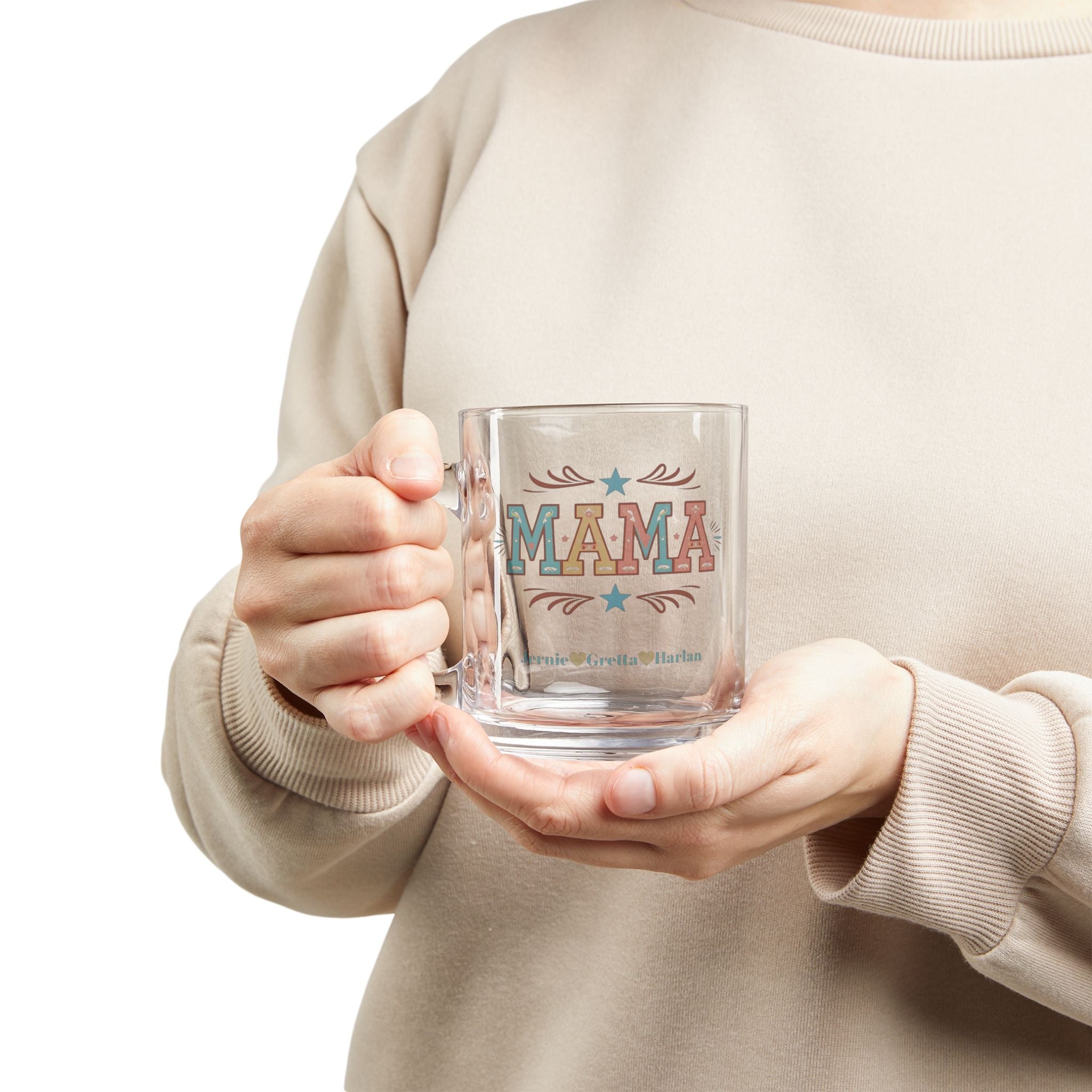 MAMA Mug with Kids' Names, Custom Mom Coffee Cup, Mother's Day Gift, 10oz Clear Glass Mug, MOM MUG - Razels