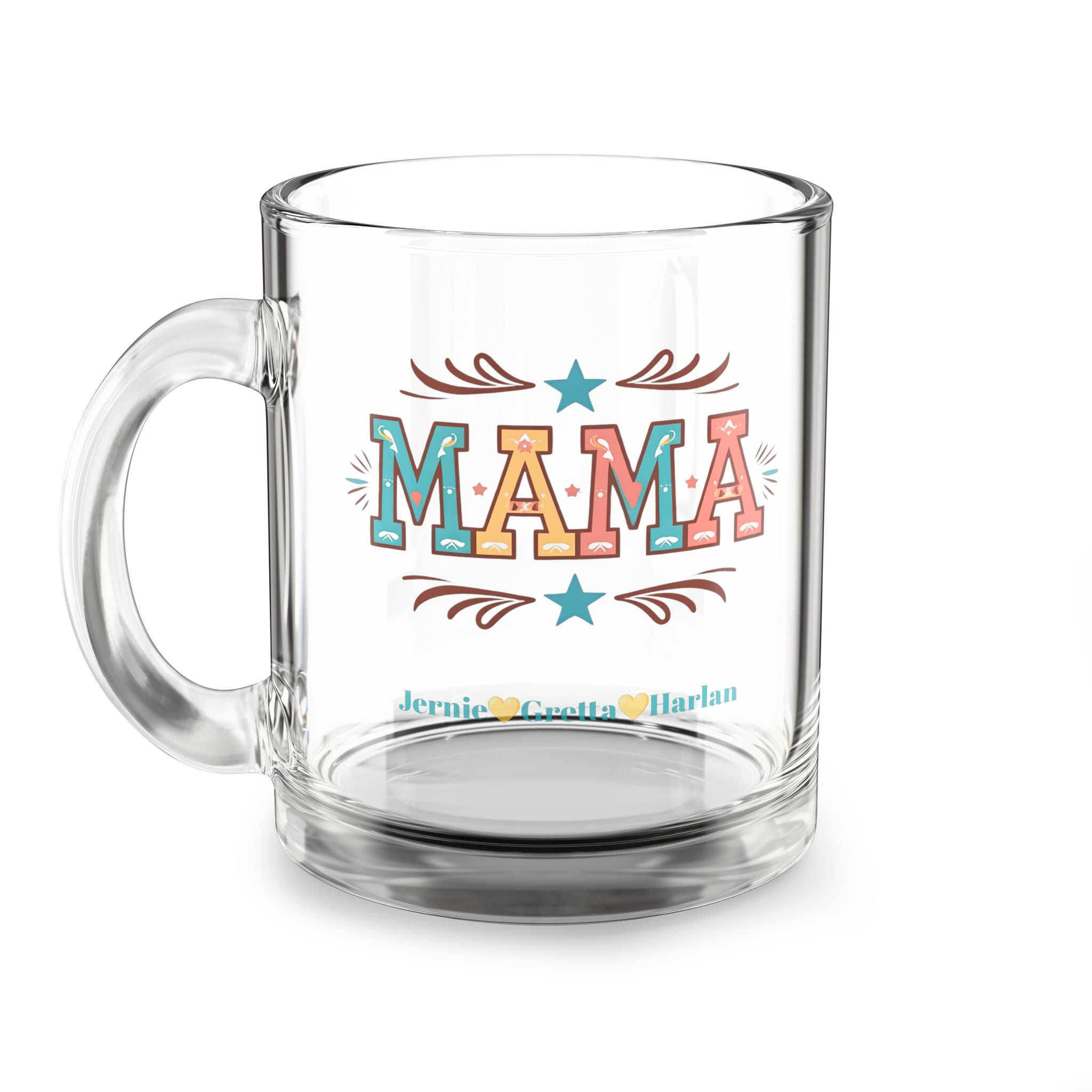 MAMA Mug with Kids' Names, Custom Mom Coffee Cup, Mother's Day Gift, 10oz Clear Glass Mug, MOM MUG - Razels