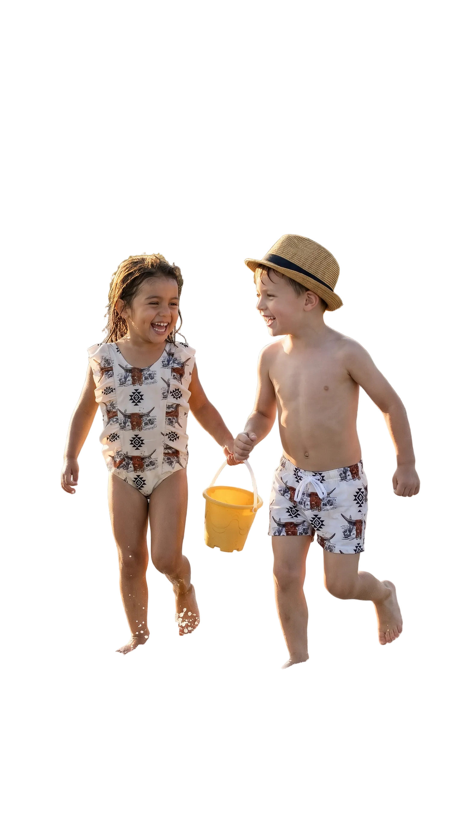 Longhorn Western Swimsuits for Kids | Boys Western Swim Trunks | Girls Western One-Piece