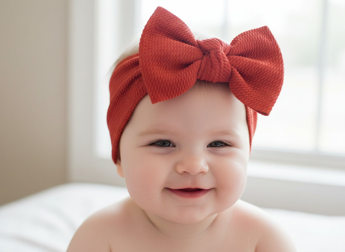 Orange These Big Bow Headbands for babies and toddlers are the perfect finishing touch to your little one's adorable outfit (also sold by Razels 😉). Soft, stretchy, and adjustable, they provide both comfort and style! And now, they’re available in even more colors!
✔ Hand-tied, not sewn, so you can adjust for the perfect fit