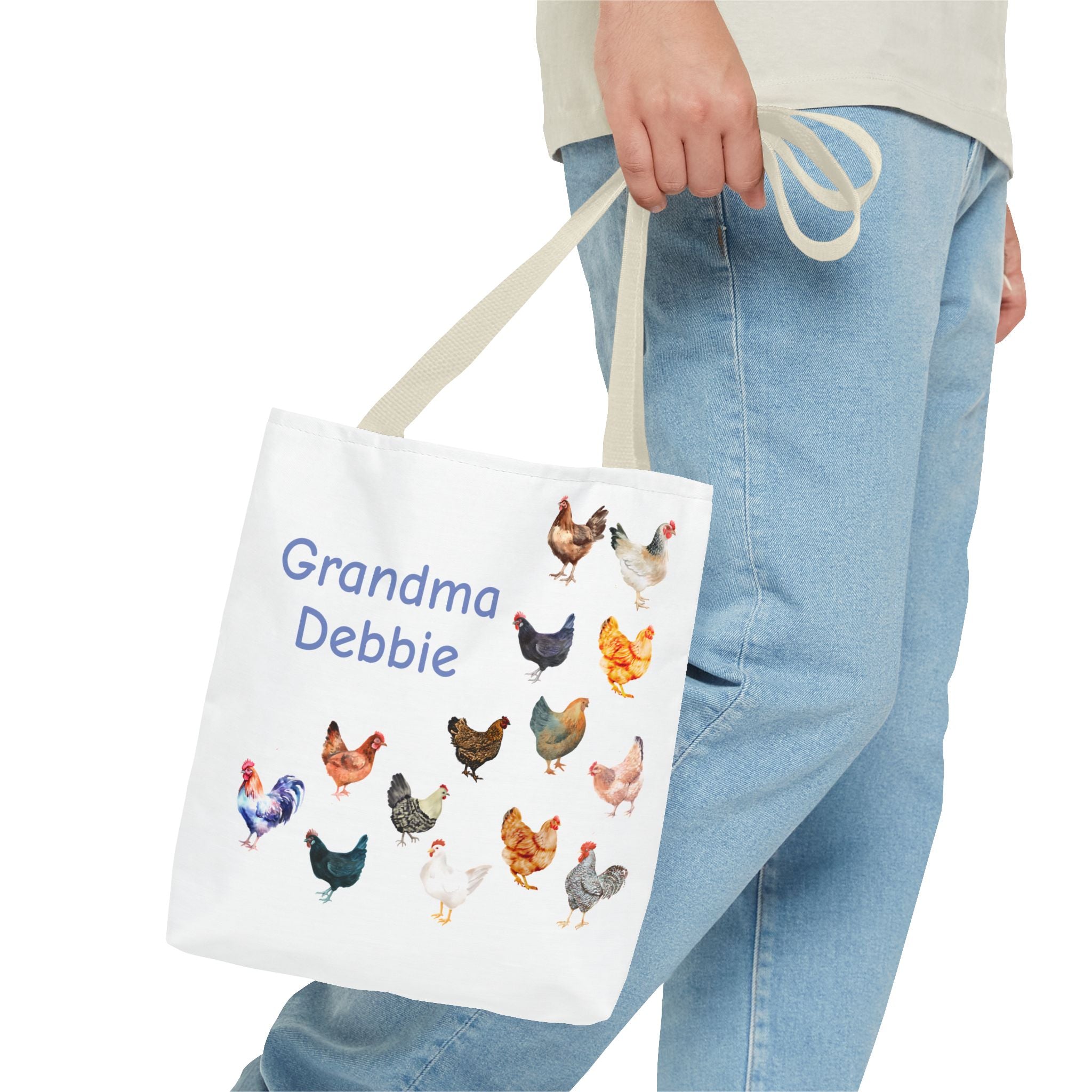 Personalized Chicken Tote Bag, Farmhouse Style reuseable grocery bag, errand bag, gift for mom, grandma, custom gift, chicken lover gift - Razels
