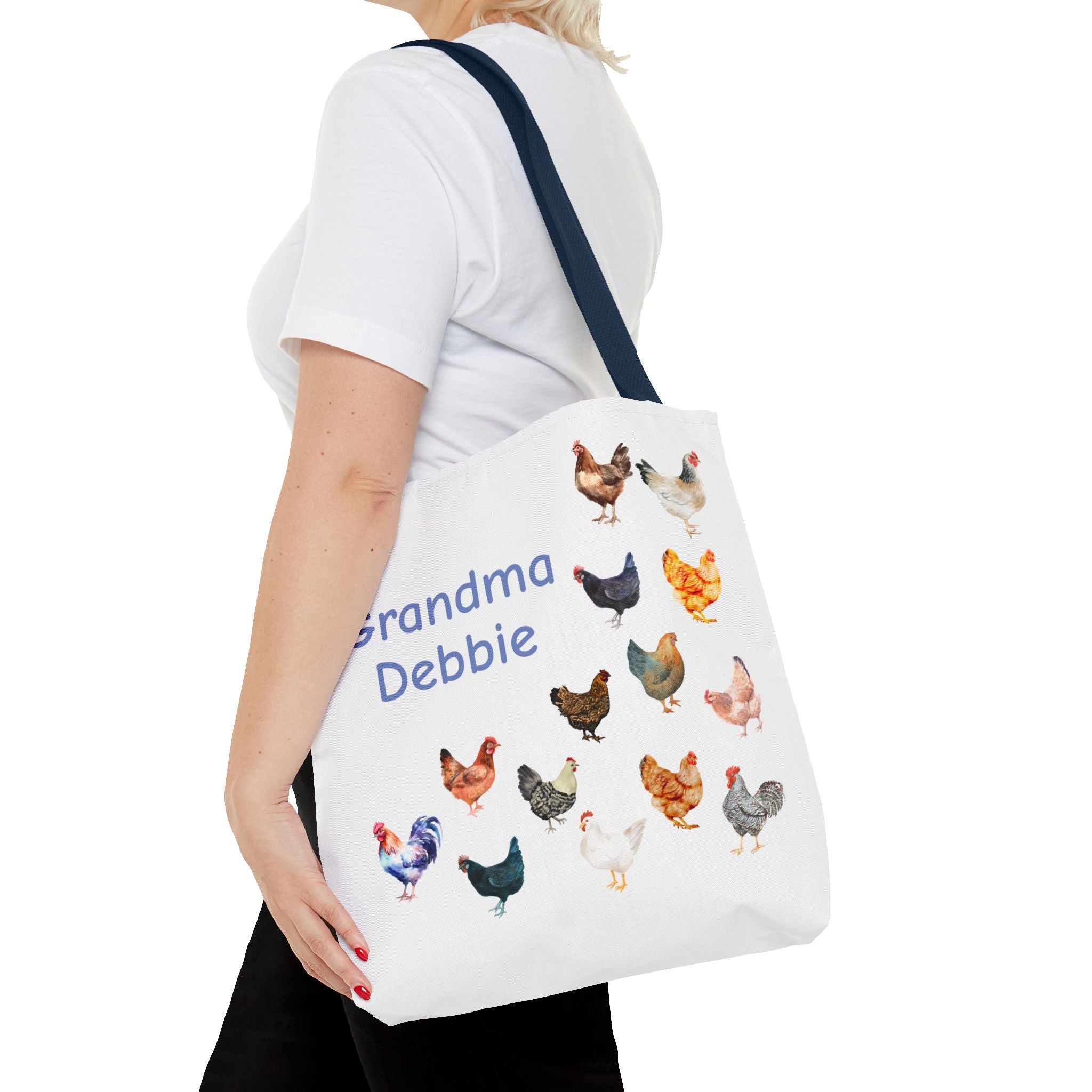 Personalized Chicken Tote Bag, Farmhouse Style reuseable grocery bag, errand bag, gift for mom, grandma, custom gift, chicken lover gift - Razels