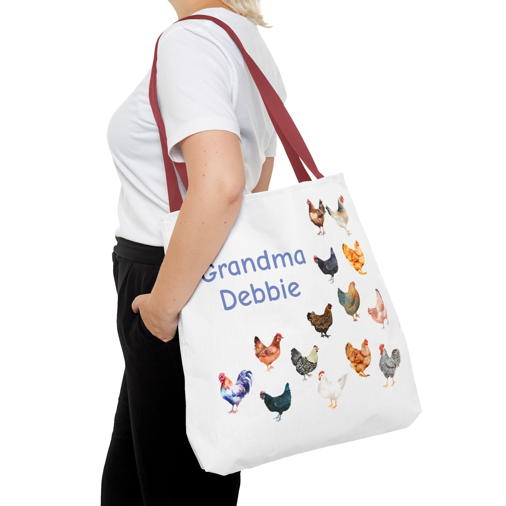 Personalized Chicken Tote Bag, Farmhouse Style reuseable grocery bag, errand bag, gift for mom, grandma, custom gift, chicken lover gift - Razels