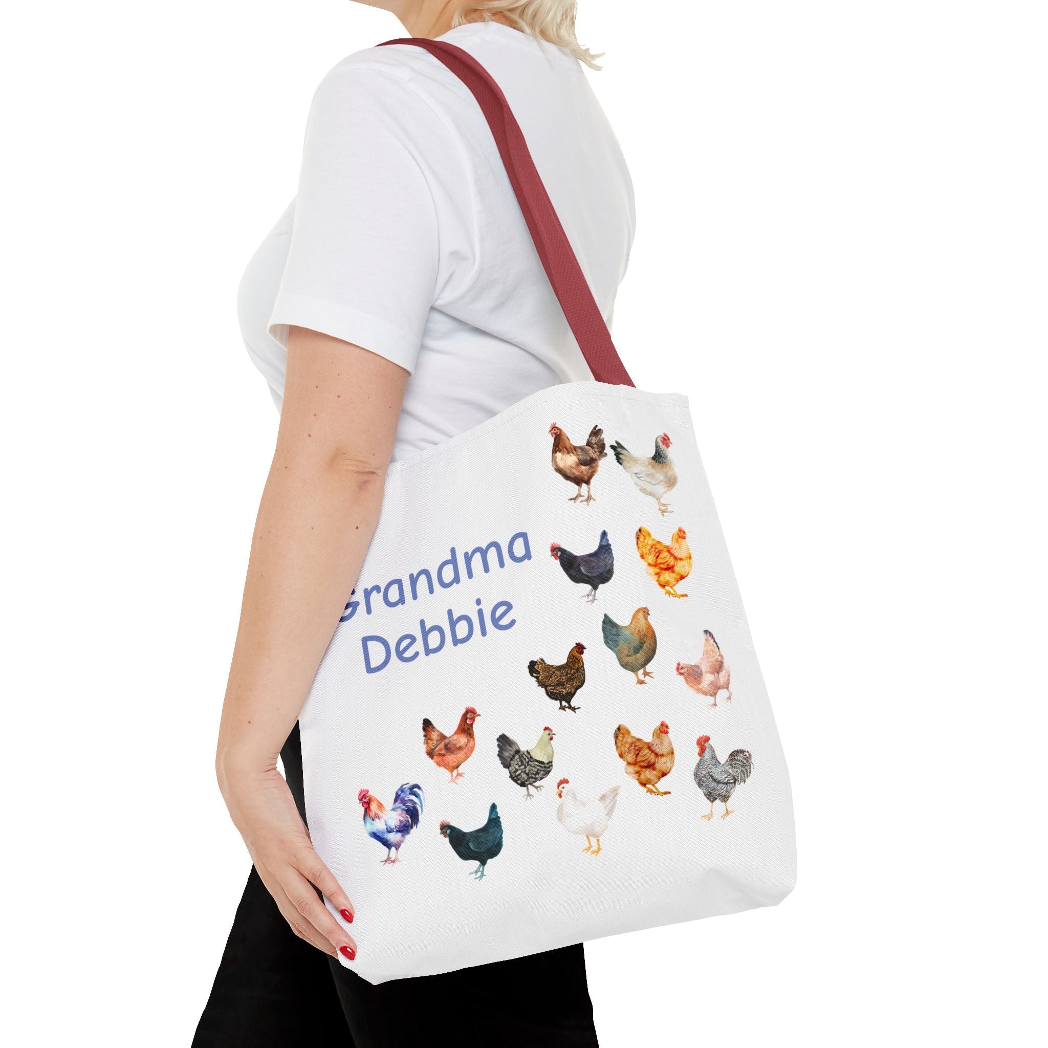 Personalized Chicken Tote Bag, Farmhouse Style reuseable grocery bag, errand bag, gift for mom, grandma, custom gift, chicken lover gift - Razels