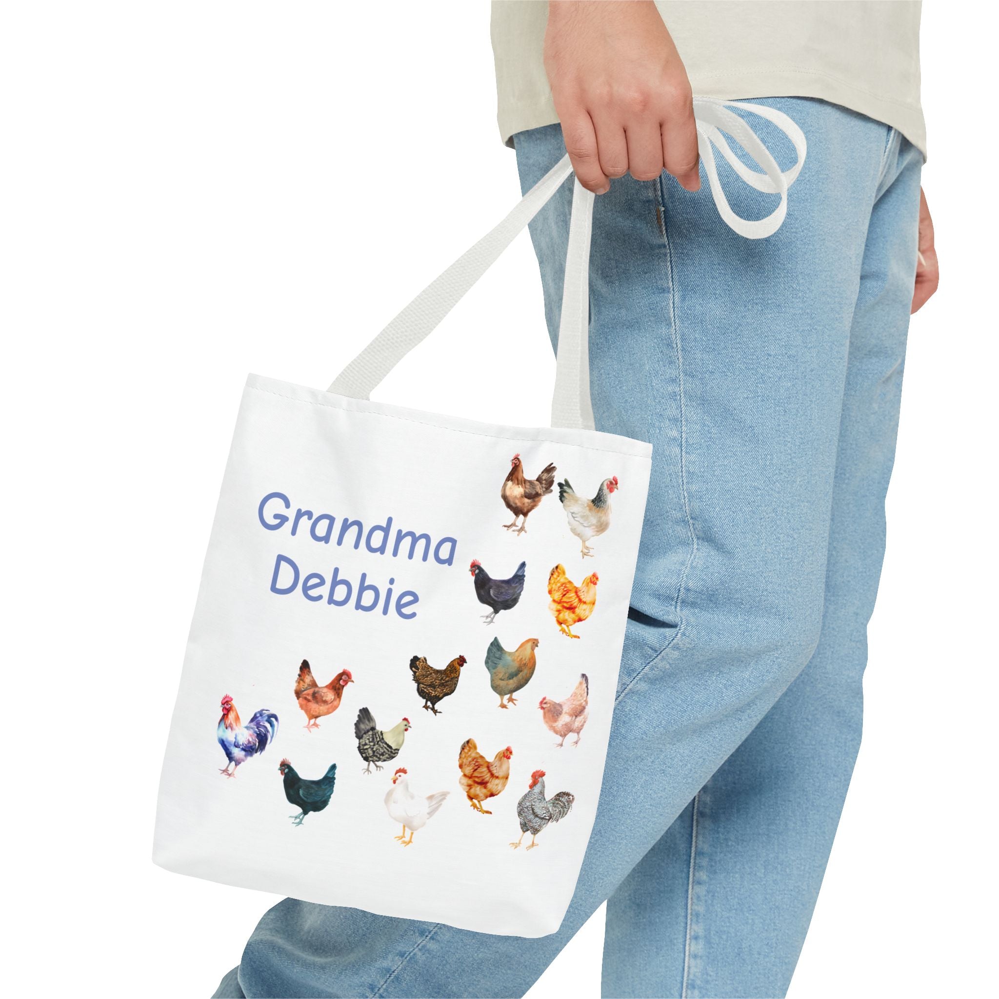 Personalized Chicken Tote Bag, Farmhouse Style reuseable grocery bag, errand bag, gift for mom, grandma, custom gift, chicken lover gift - Razels