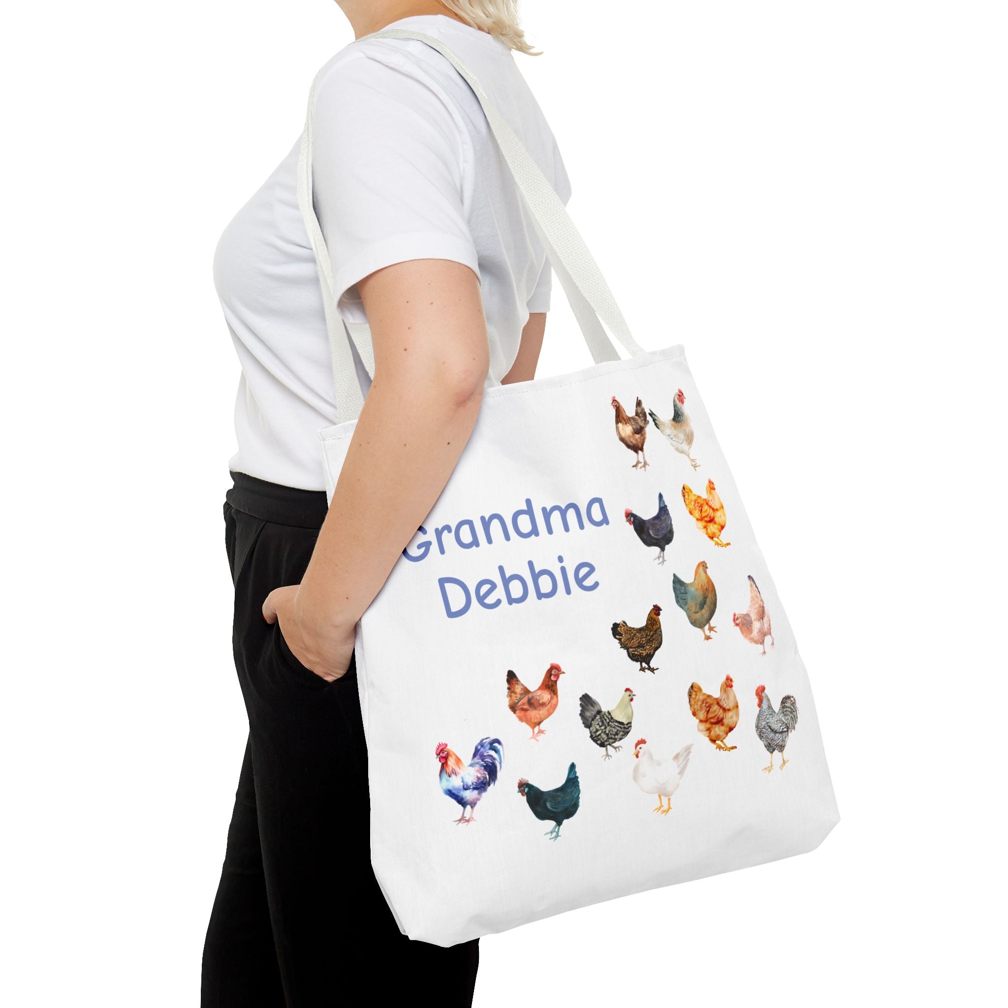 Personalized Chicken Tote Bag, Farmhouse Style reuseable grocery bag, errand bag, gift for mom, grandma, custom gift, chicken lover gift - Razels
