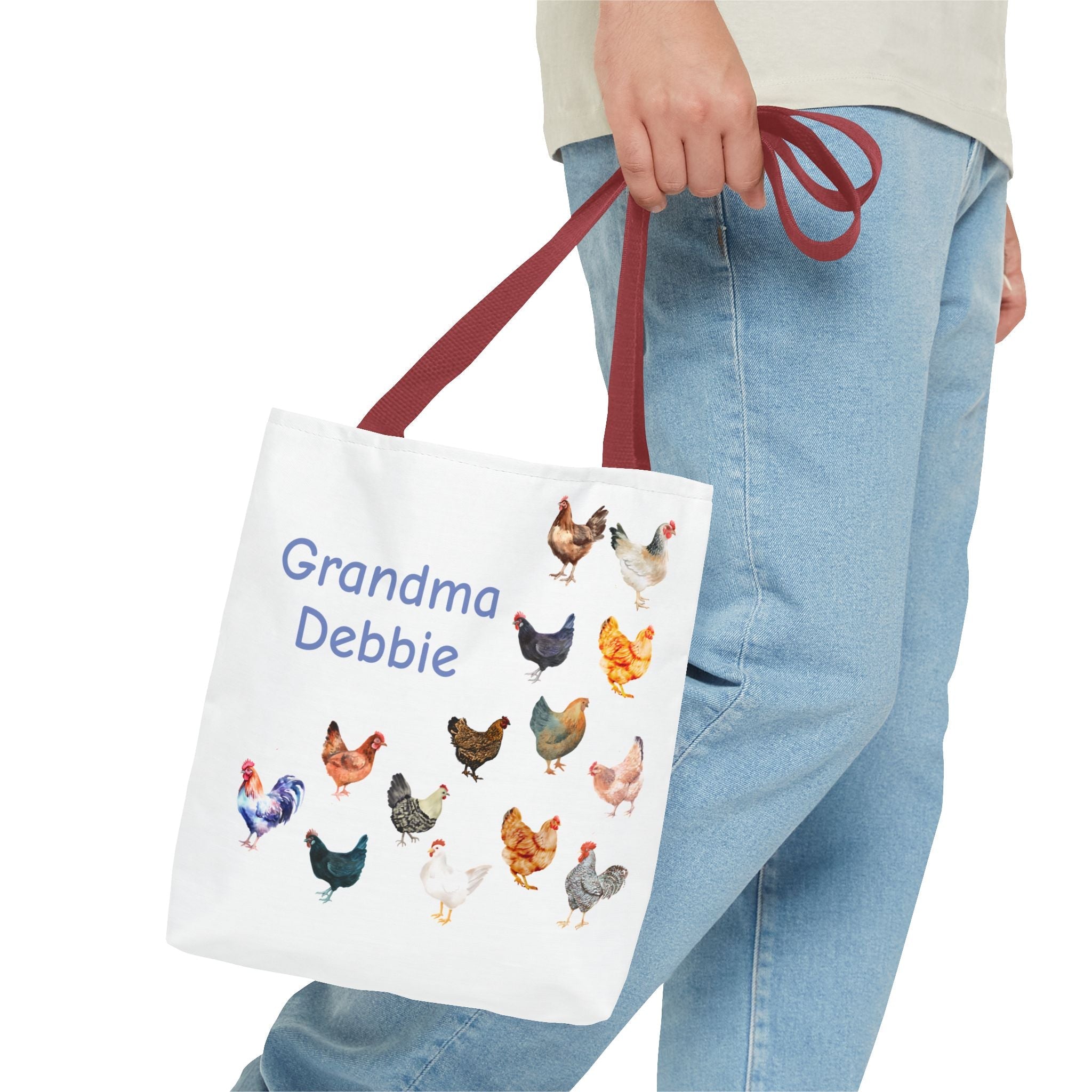 Personalized Chicken Tote Bag, Farmhouse Style reuseable grocery bag, errand bag, gift for mom, grandma, custom gift, chicken lover gift - Razels