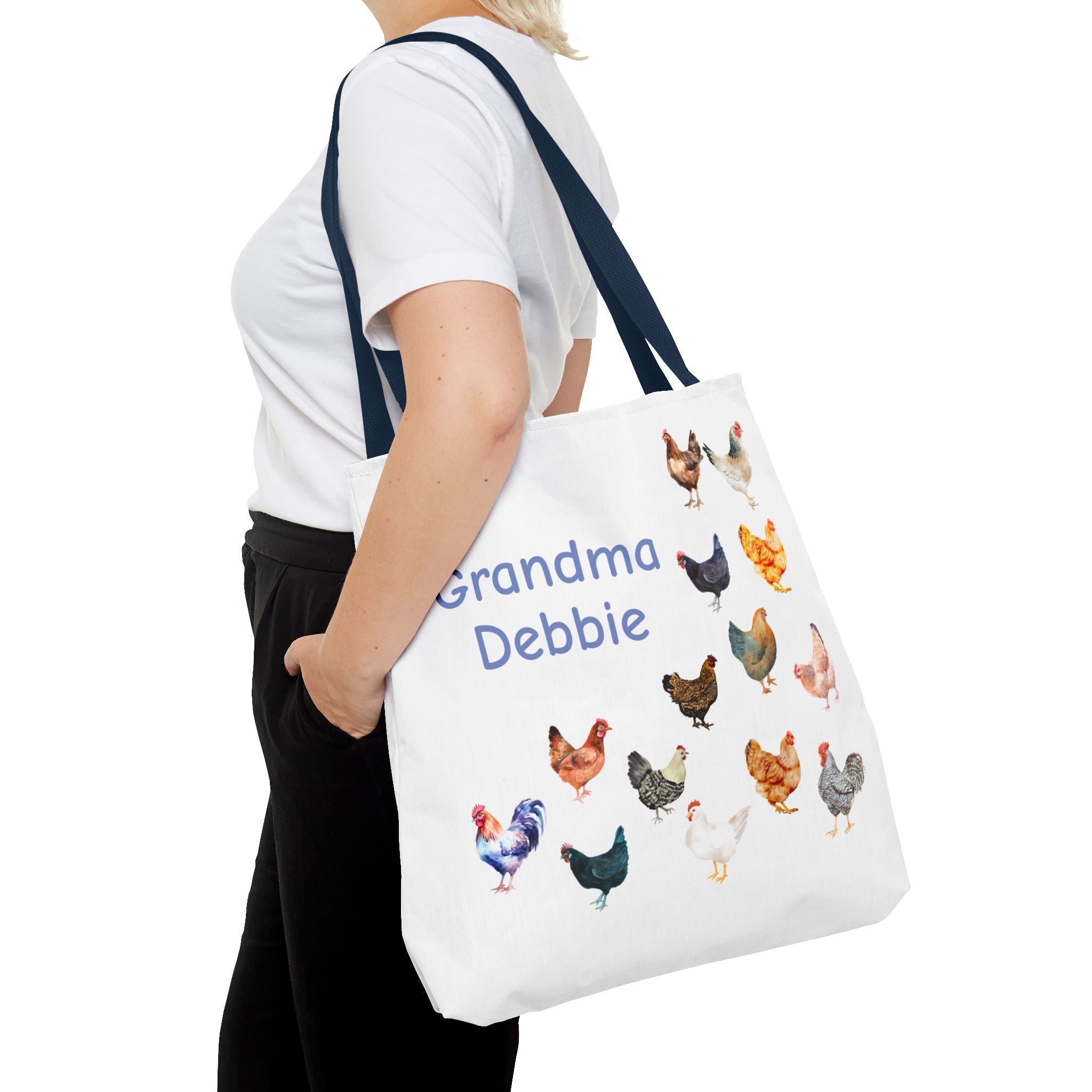 Personalized Chicken Tote Bag, Farmhouse Style reuseable grocery bag, errand bag, gift for mom, grandma, custom gift, chicken lover gift - Razels