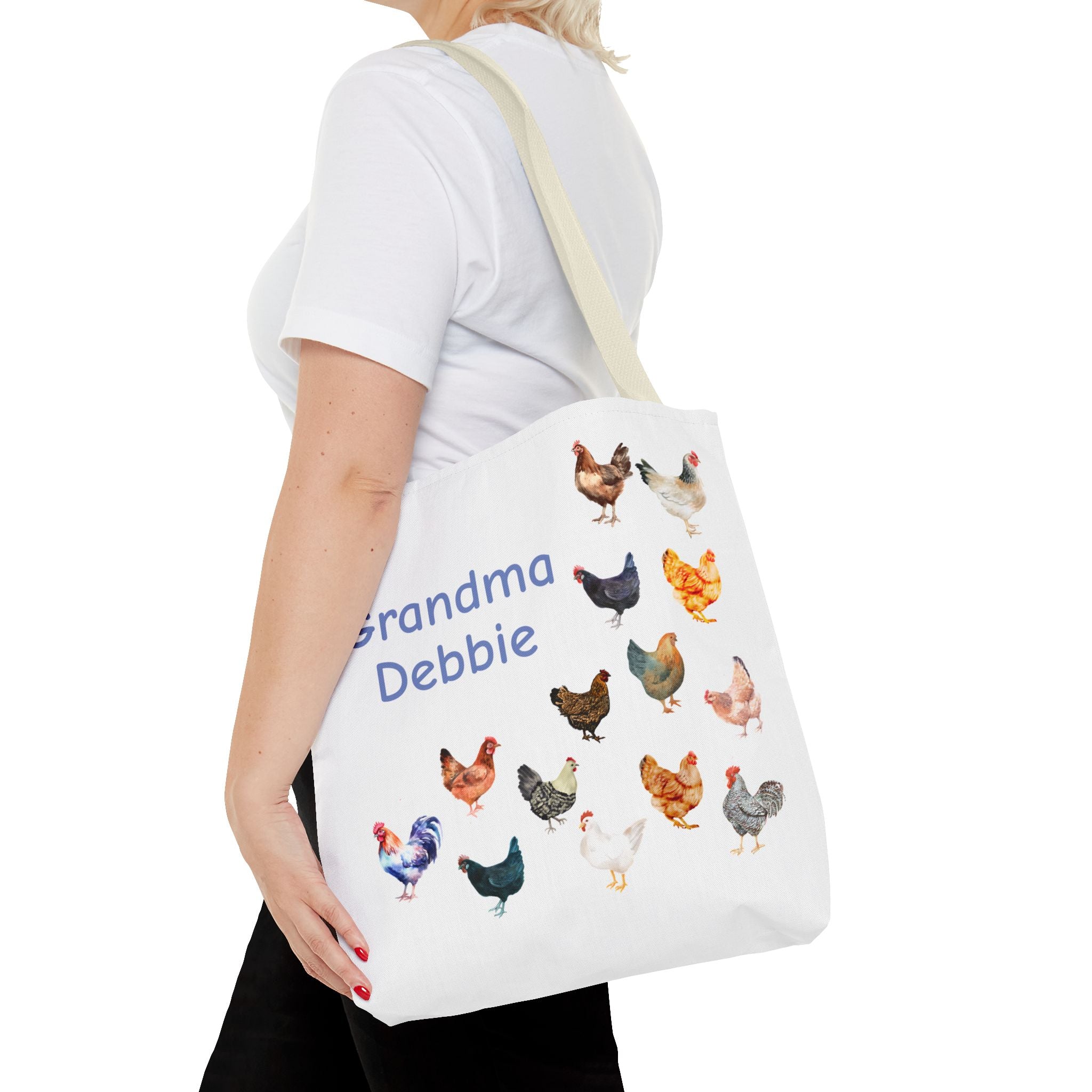 Personalized Chicken Tote Bag, Farmhouse Style reuseable grocery bag, errand bag, gift for mom, grandma, custom gift, chicken lover gift - Razels